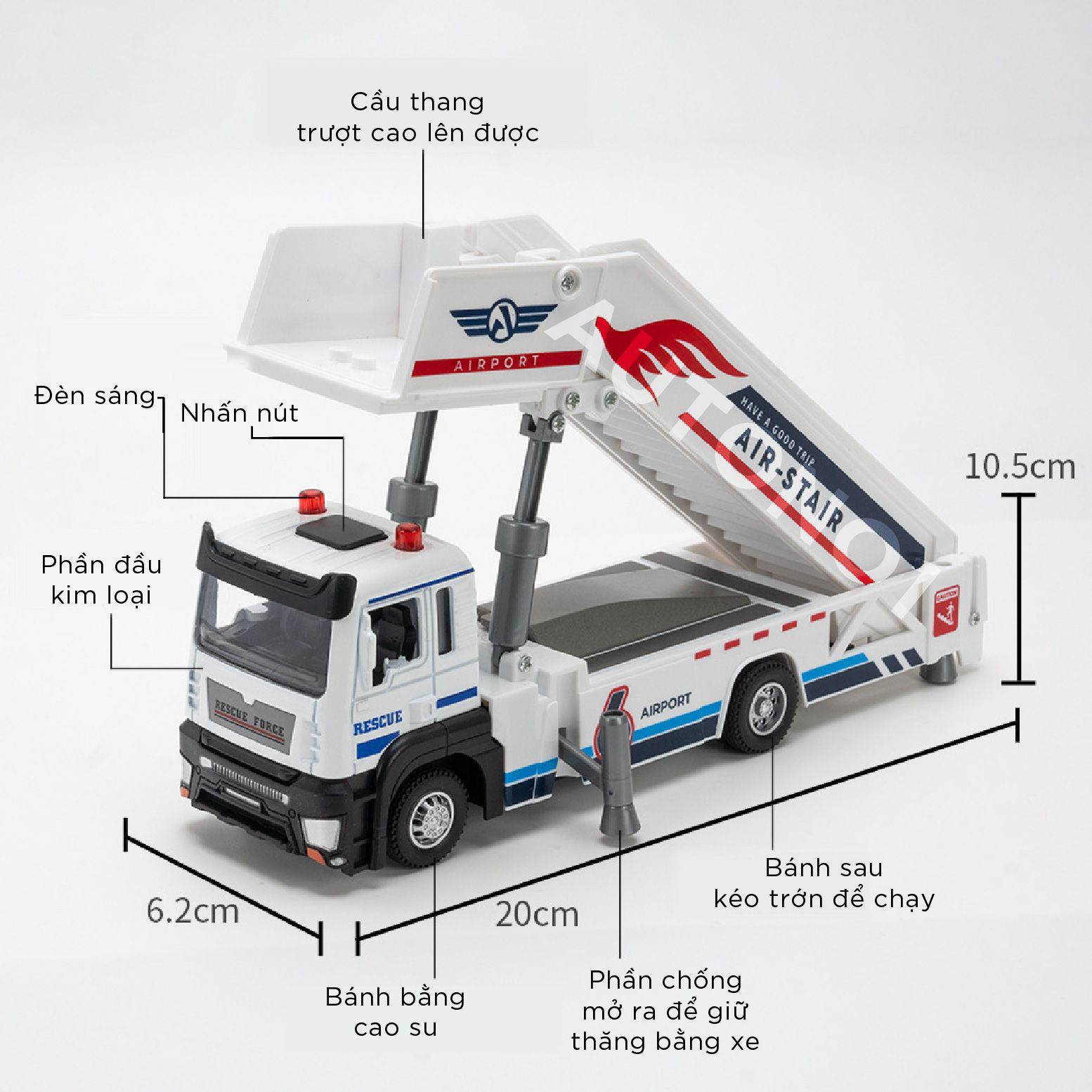 Mô hình xe thang trượt sân bay có âm thanh - đèn tỉ lệ 1:32 Ty model OT488