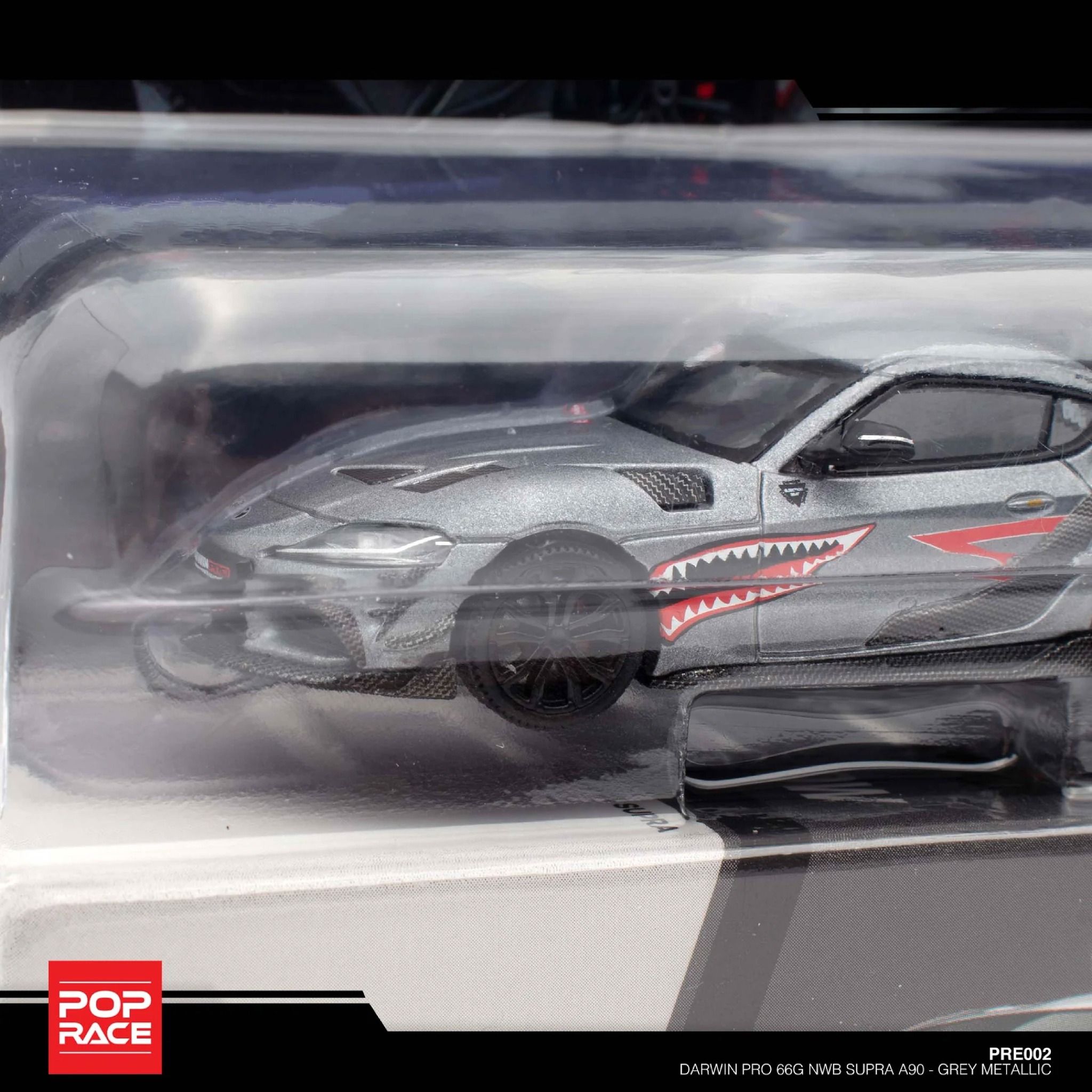 Mô hình xe Toyota Supra A90 Darwin Pro 66G NWB - Grey metallic bản card tỉ lệ 1:64 Poprace PRE64002
