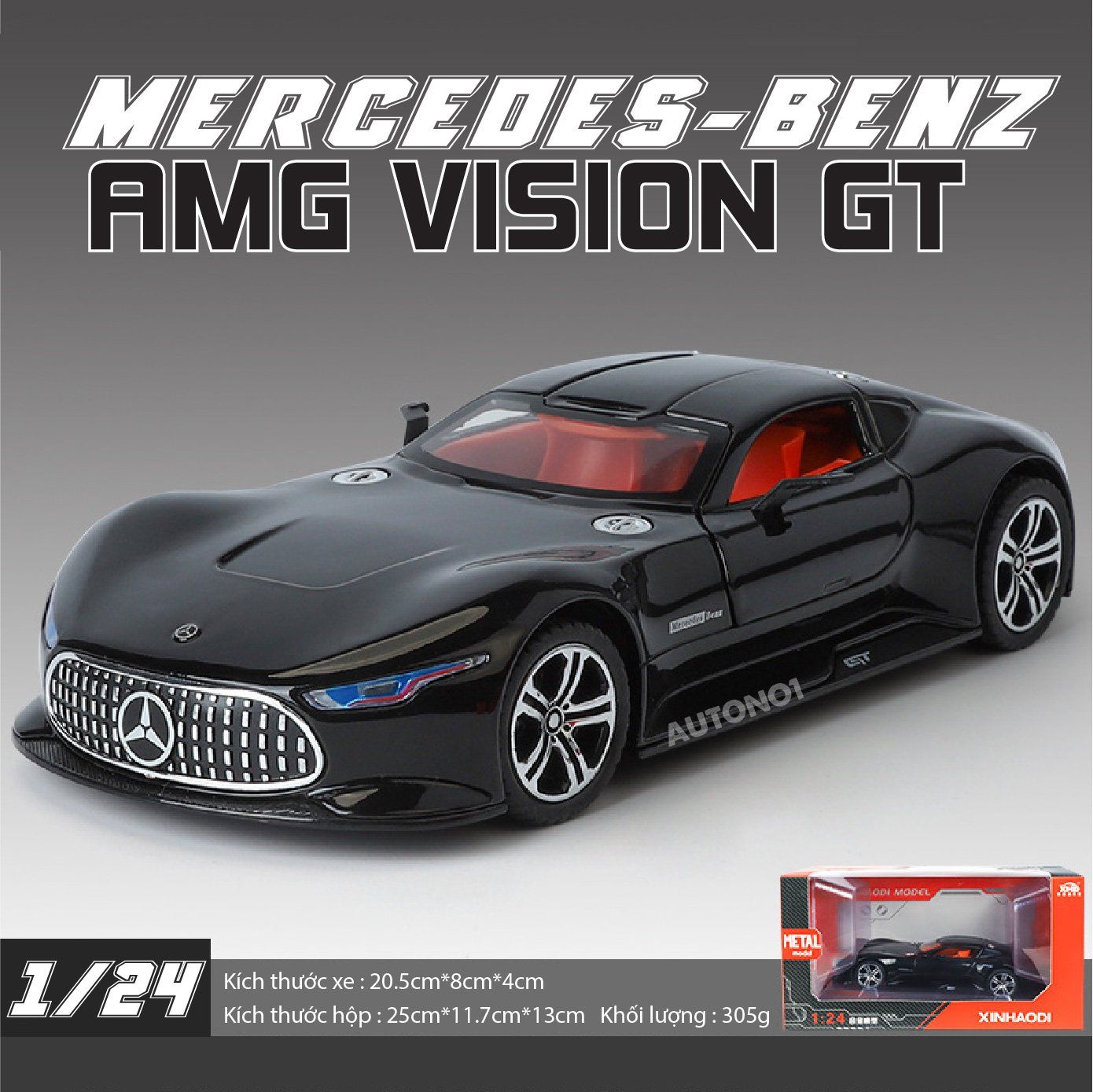 Mô hình xe Mercedes-Benz AMG Vision GT full open - có đèn - âm thanh tỉ lệ 1:24 Alloy Model OT534