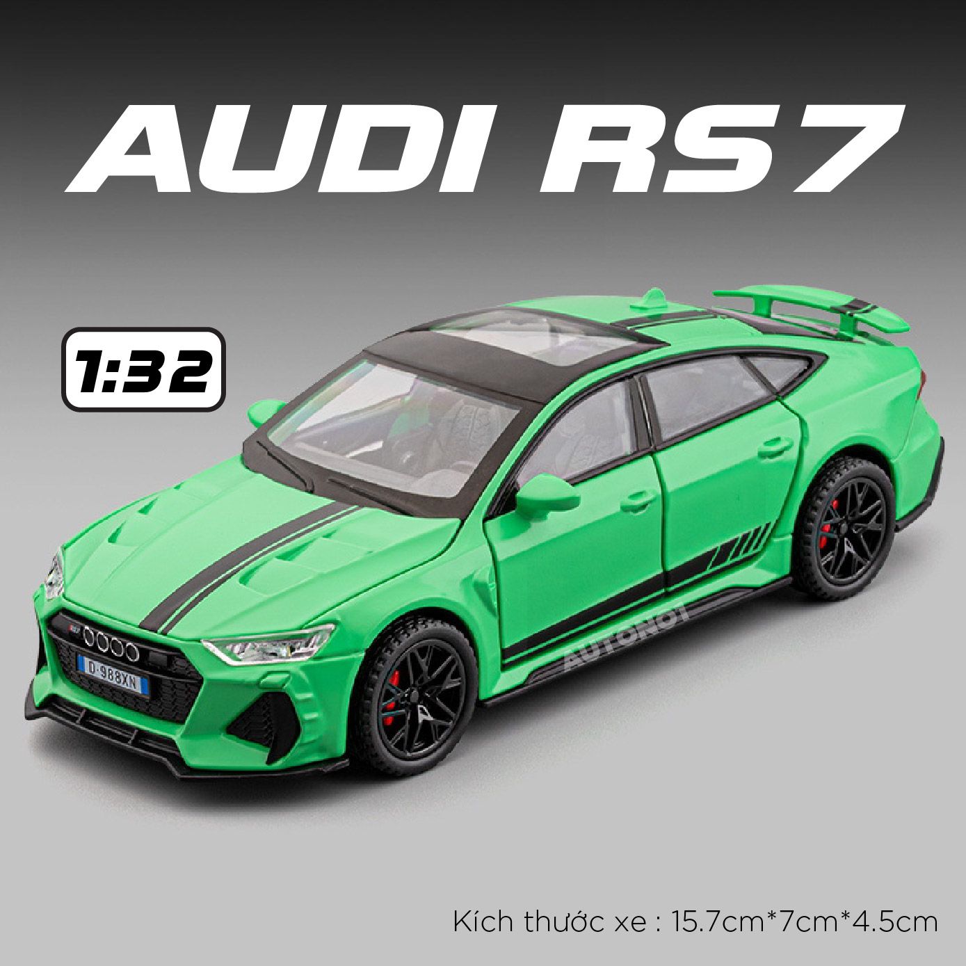 Mô hình xe xe Audi RS7 full open - full kính - có đèn - âm thanh tỉ lệ 1:32 Alloy Model OT481