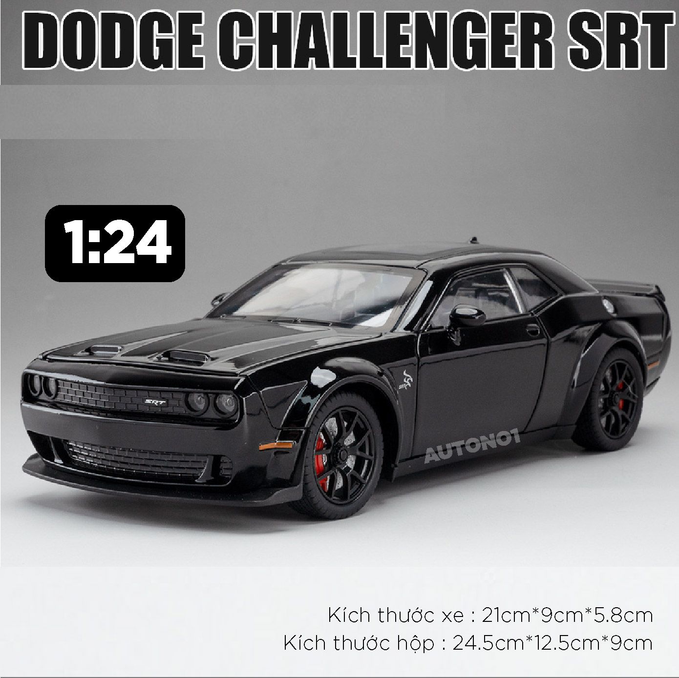 Mô hình xe Dodge Challenger SRT full open - có đèn - âm thanh tỉ lệ 1:24 Chezhi OT528