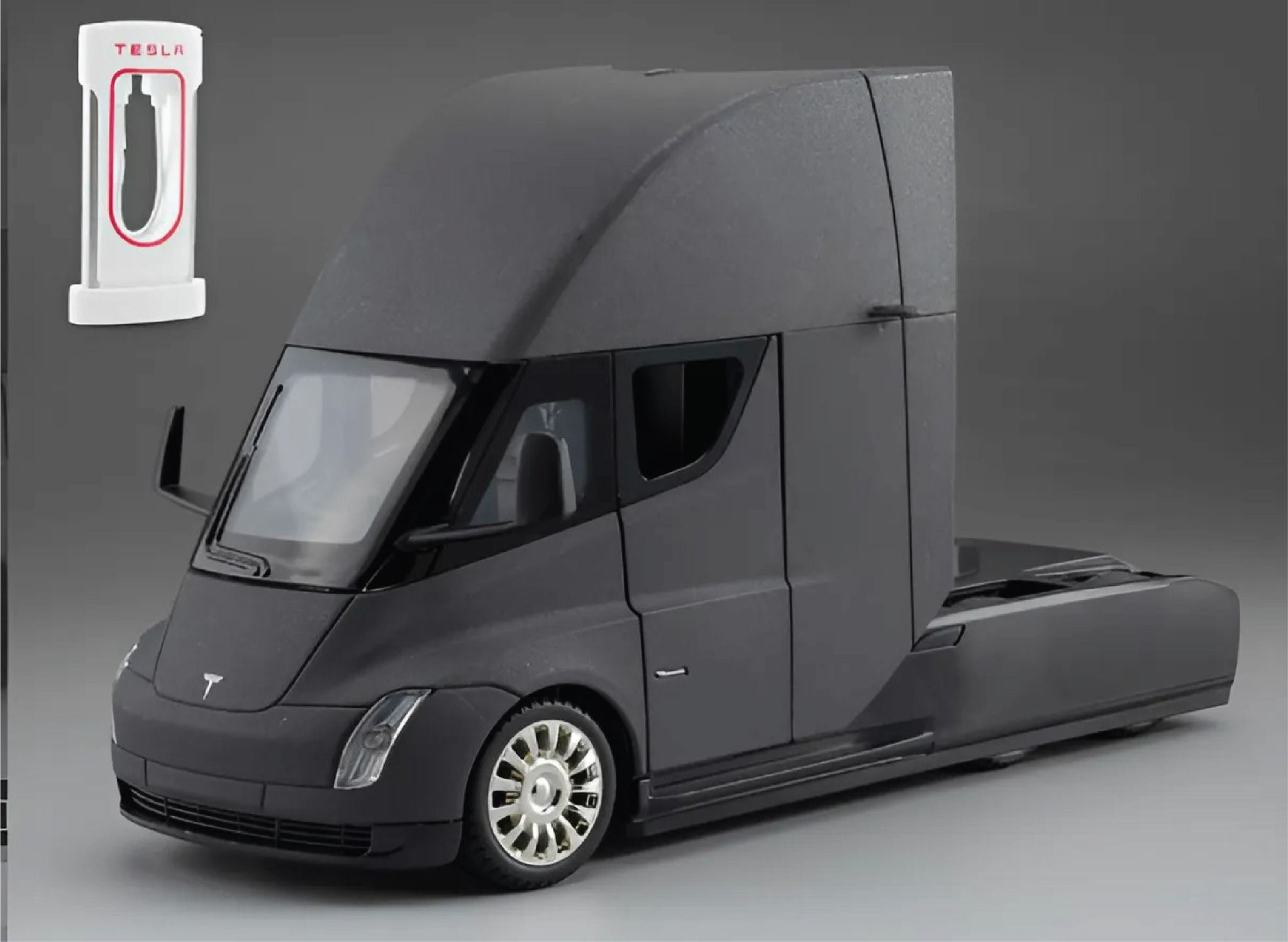 Mô hình xe đầu kéo Tesla Semi Truck full open, có phụ kiện đi kèm tỉ lệ 1:24 XHD Model OT24069