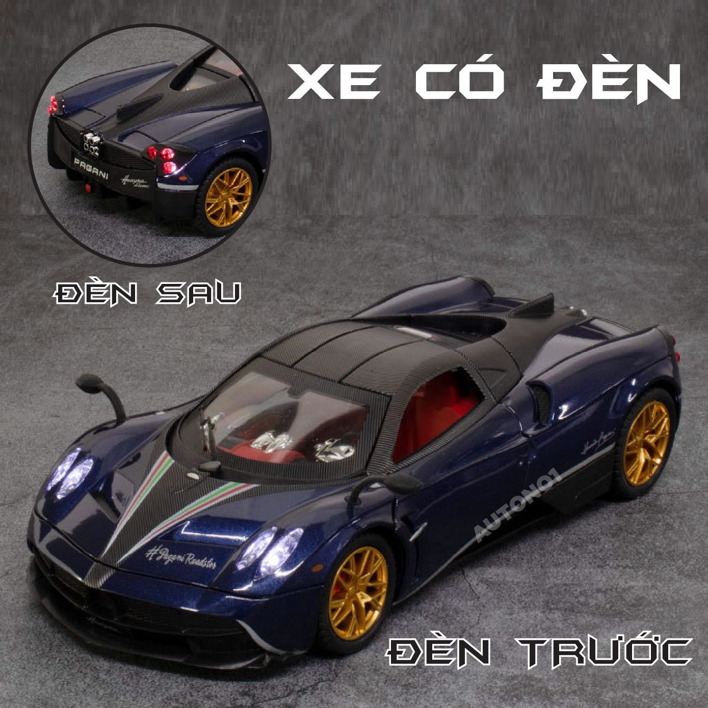 Mô hình xe Pagani Huayra Dinastia phun khói - đánh lái được - full open tỉ lệ 1:24 Chezhi OT479