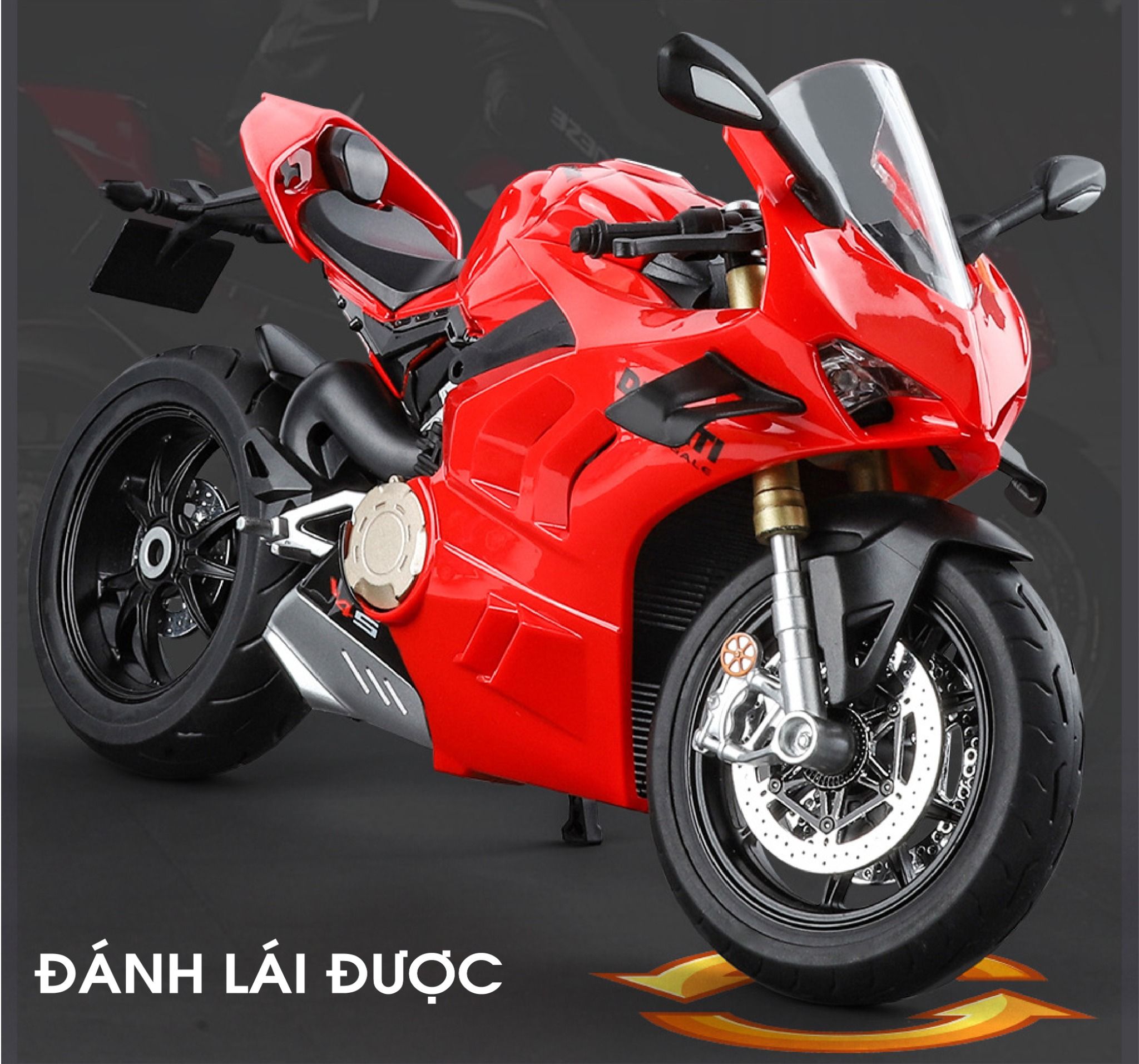 Mô hình mô tô Ducati V4S có âm thanh - đèn - ben nâng tỉ lệ 1:9 Alloy Model MT087