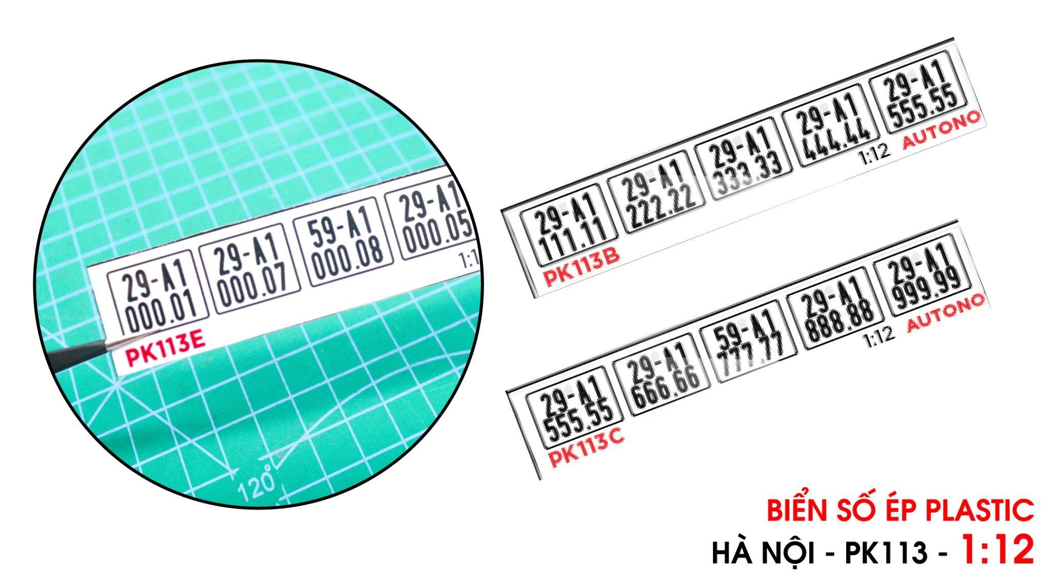 Phụ kiện 5 biển số xe mô hình tỉ lệ 1:12 ép plastic Autono1 Hà Nội PK113