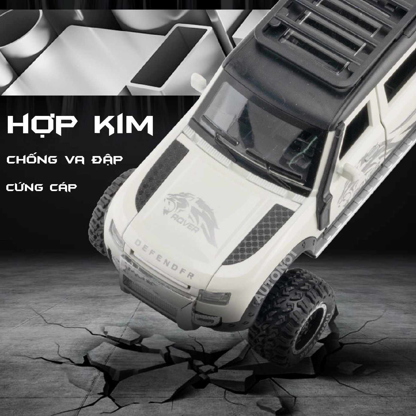 Mô hình xe Land Rover Defender 6x6 Offroad có đèn có âm thanh tỉ lệ 1:24 Chezhi OT430