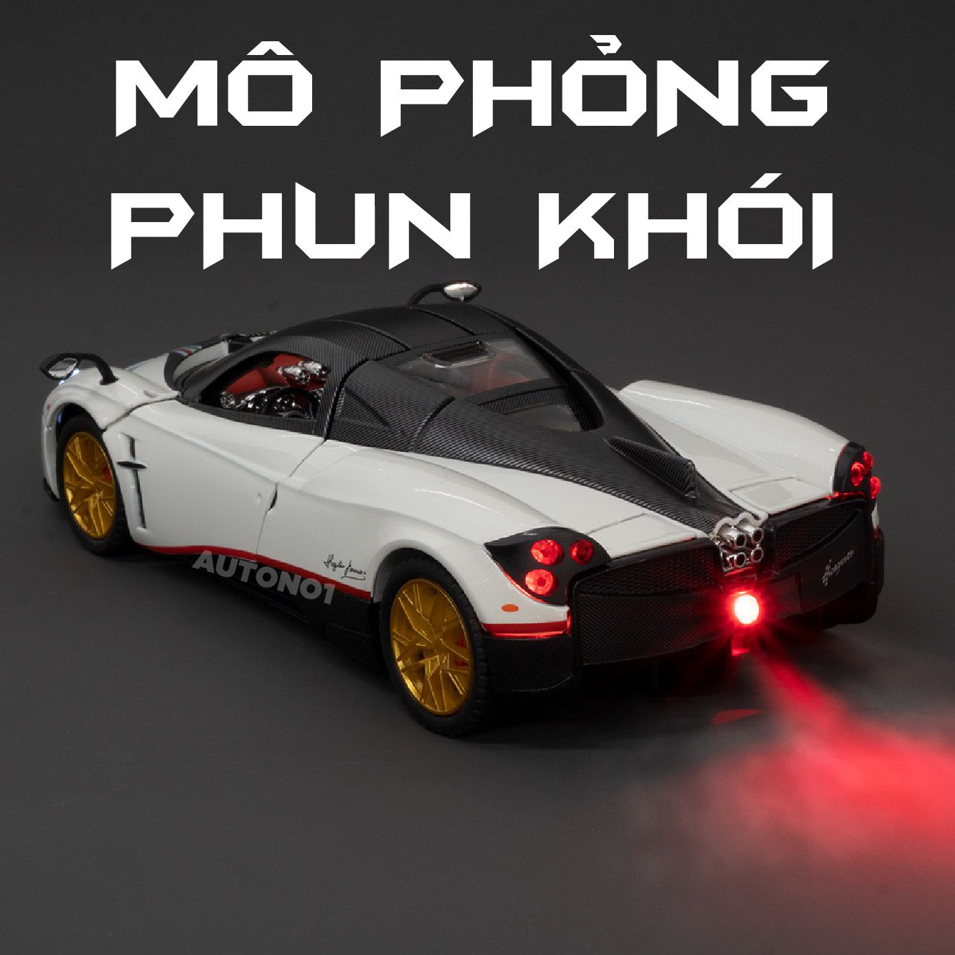 Mô hình xe Pagani Huayra Dinastia phun khói - đánh lái được - full open tỉ lệ 1:24 Chezhi OT479