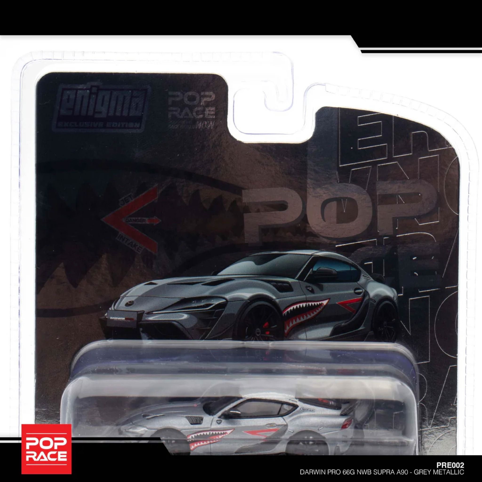 Mô hình xe Toyota Supra A90 Darwin Pro 66G NWB - Grey metallic bản card tỉ lệ 1:64 Poprace PRE64002