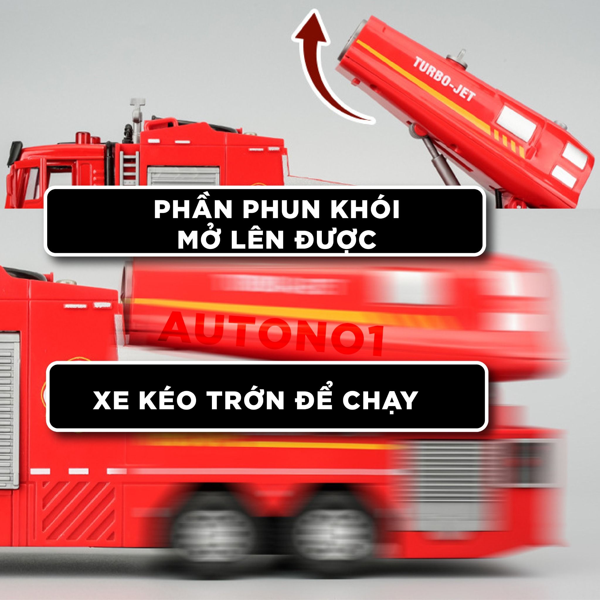 Mô hình xe cứu hỏa phun hơi nước/phun khói - có đèn - âm thanh tỉ lệ 1:32 Ty models OT32045