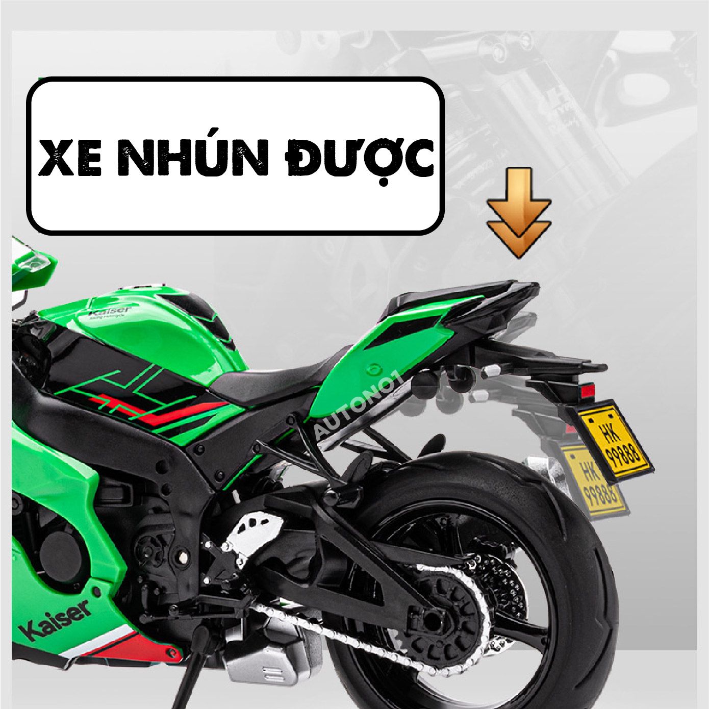 Mô hình xe Kawasaki Ninja ZX-10R tỉ lệ 1:12 Jiaye Model MT086