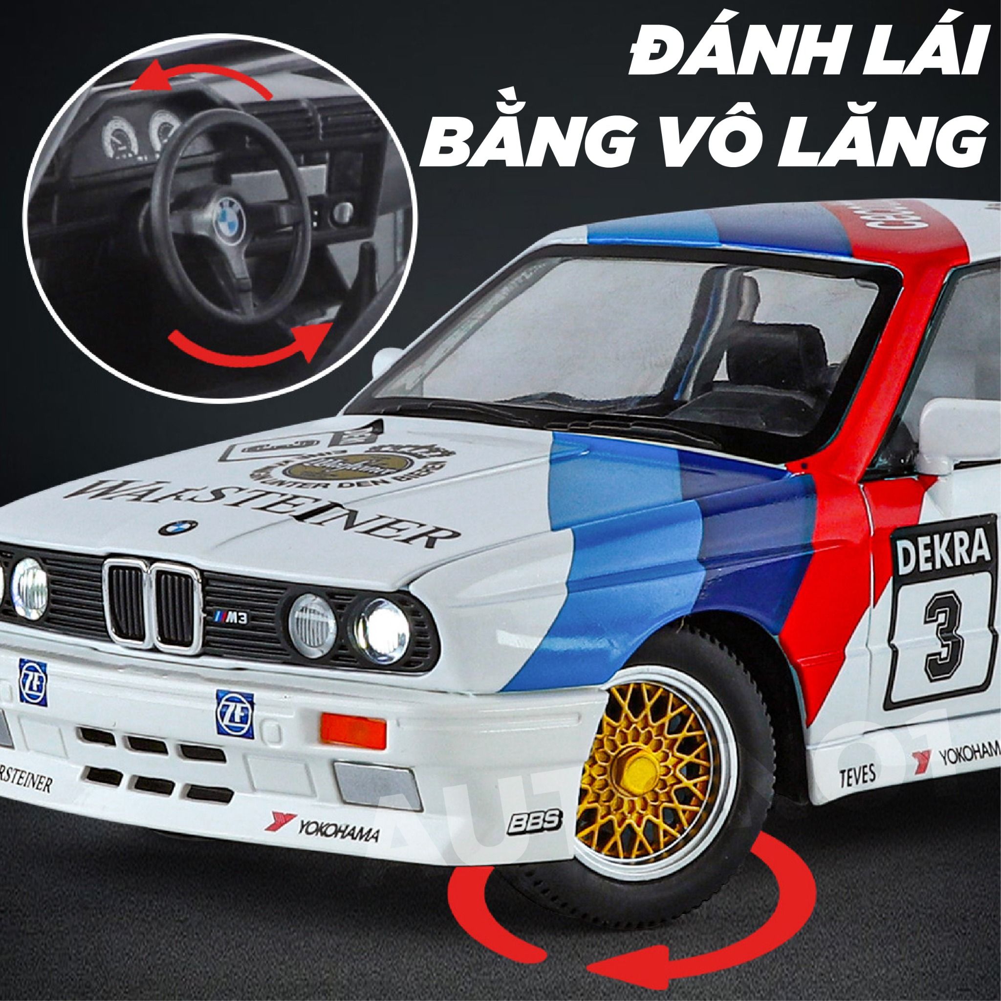 Mô hình xe BMW M3 series racing full open - full kính - đánh lái được tỉ lệ 1:24 JinliFang OT24039