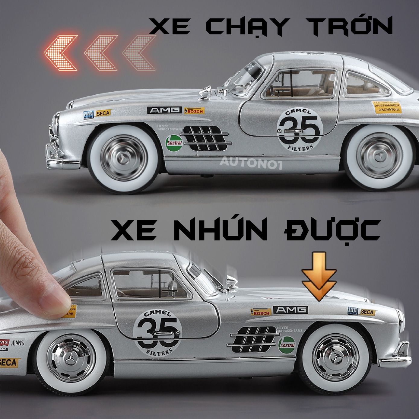Mô hình xe Mercedes-Benz 300SL phiên bản AMG racing tỉ lệ 1:24 Jinlifang OT570