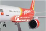  Mô hình máy bay Vietjet Air Airbus A320 47cm 1:130 có đèn led tự động theo tiếng vỗ tay hoặc chạm MB47003 