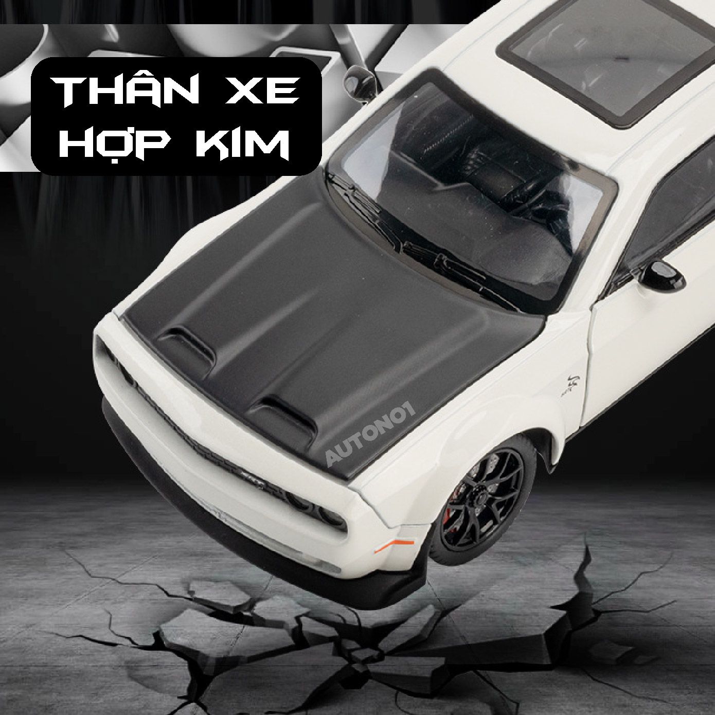 Mô hình xe Dodge Challenger SRT full open - có đèn - âm thanh tỉ lệ 1:24 Chezhi OT528