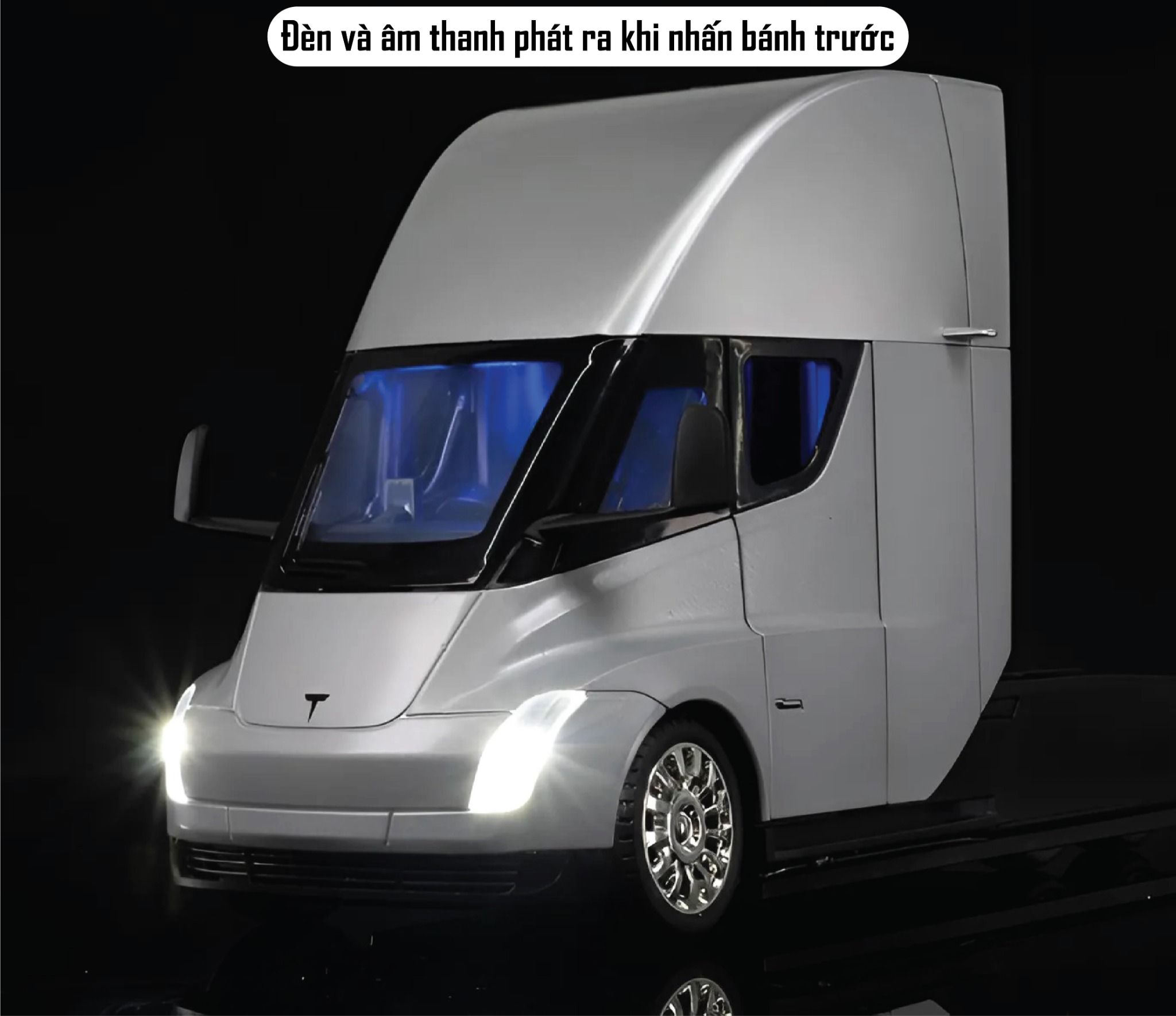 Mô hình xe đầu kéo Tesla Semi Truck full open, có phụ kiện đi kèm tỉ lệ 1:24 XHD Model OT24069