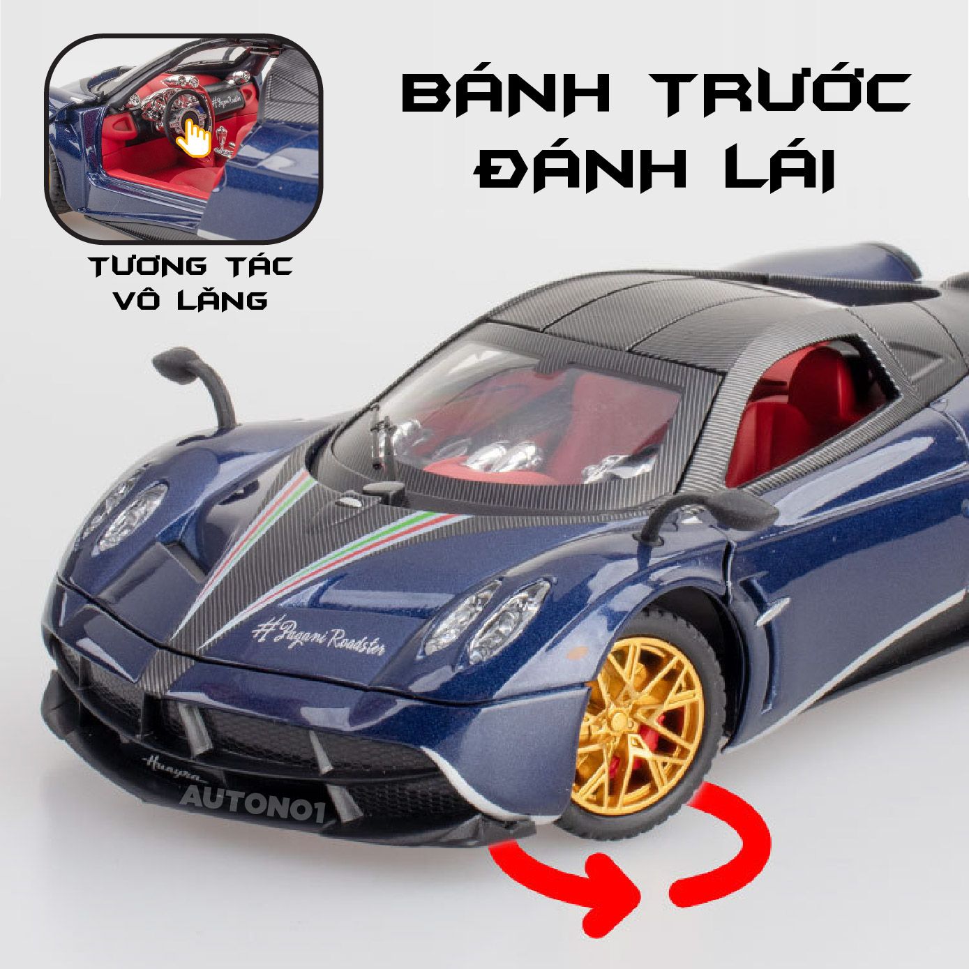 Mô hình xe Pagani Huayra Dinastia phun khói - đánh lái được - full open tỉ lệ 1:24 Chezhi OT479