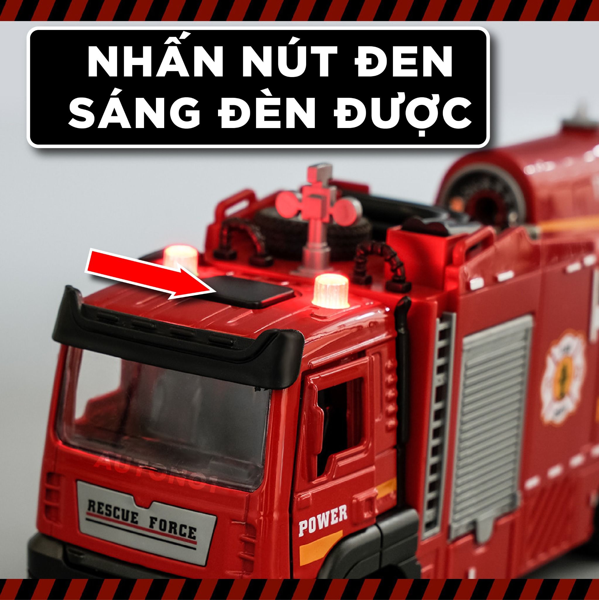 Mô hình xe cứu hỏa phun hơi nước/phun khói - có đèn - âm thanh tỉ lệ 1:32 Ty models OT32045