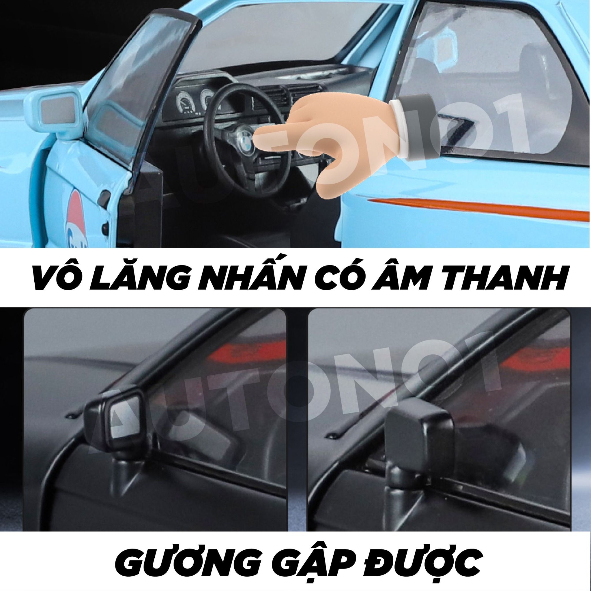 Mô hình xe BMW M3 series racing full open - full kính - đánh lái được tỉ lệ 1:24 JinliFang OT24039