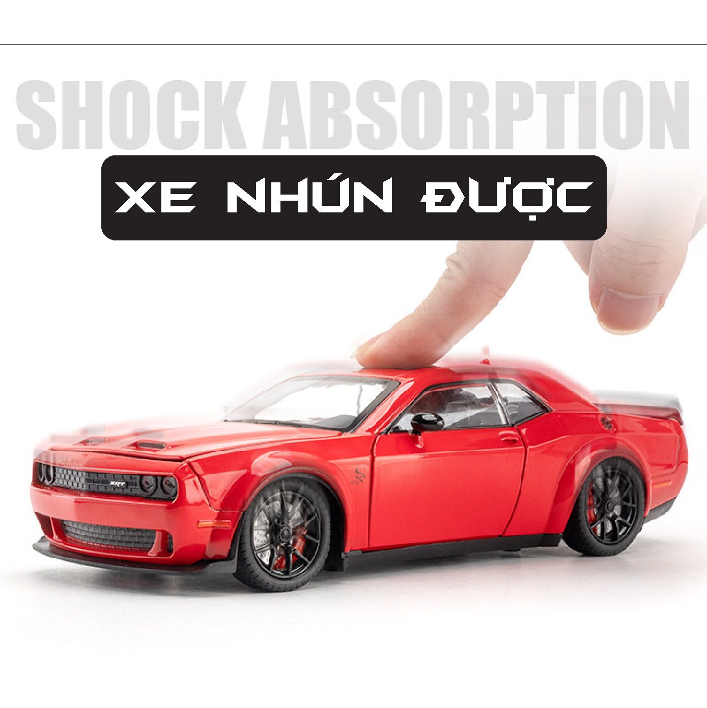 Mô hình xe Dodge Challenger SRT full open - có đèn - âm thanh tỉ lệ 1:24 Chezhi OT528