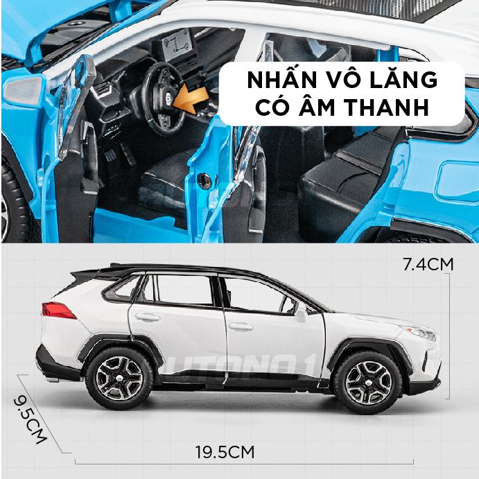 Mô hình xe ô tô Toyota RAV4 full open - full kính - có âm thanh - đèn tỉ lệ 1:22 Jiaye Model OT503