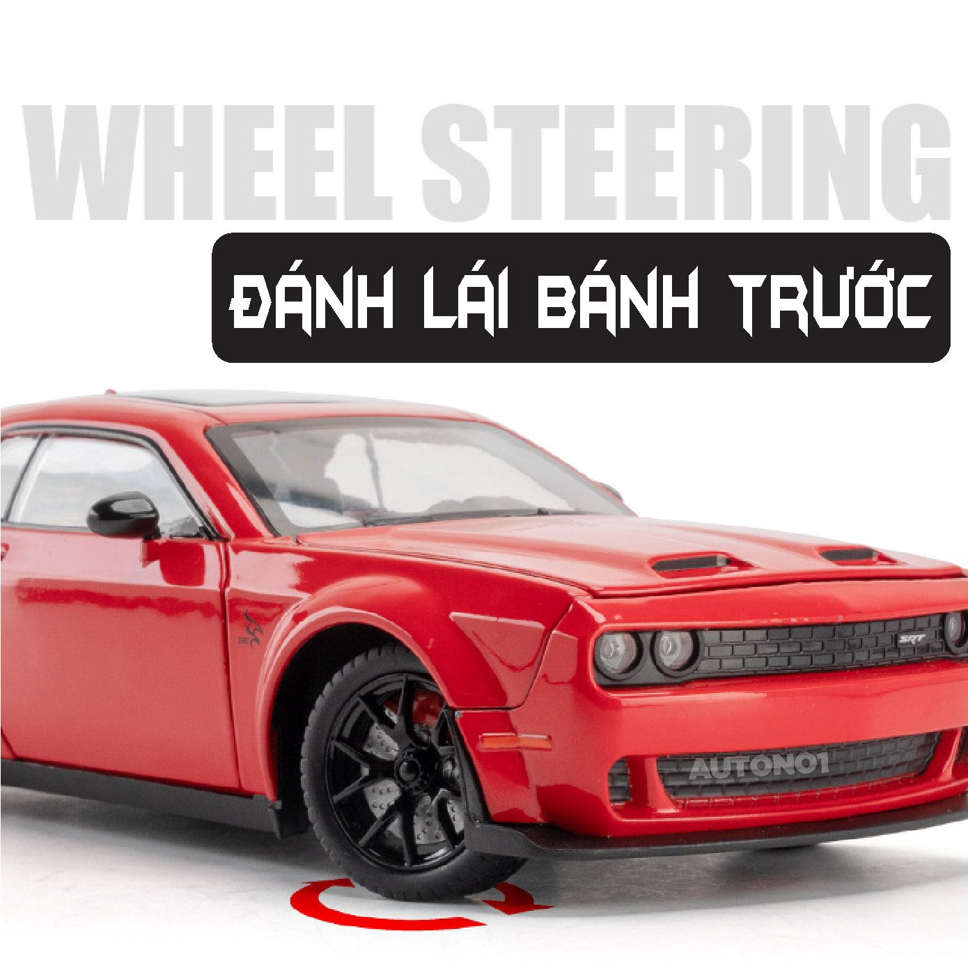 Mô hình xe Dodge Challenger SRT full open - có đèn - âm thanh tỉ lệ 1:24 Chezhi OT528