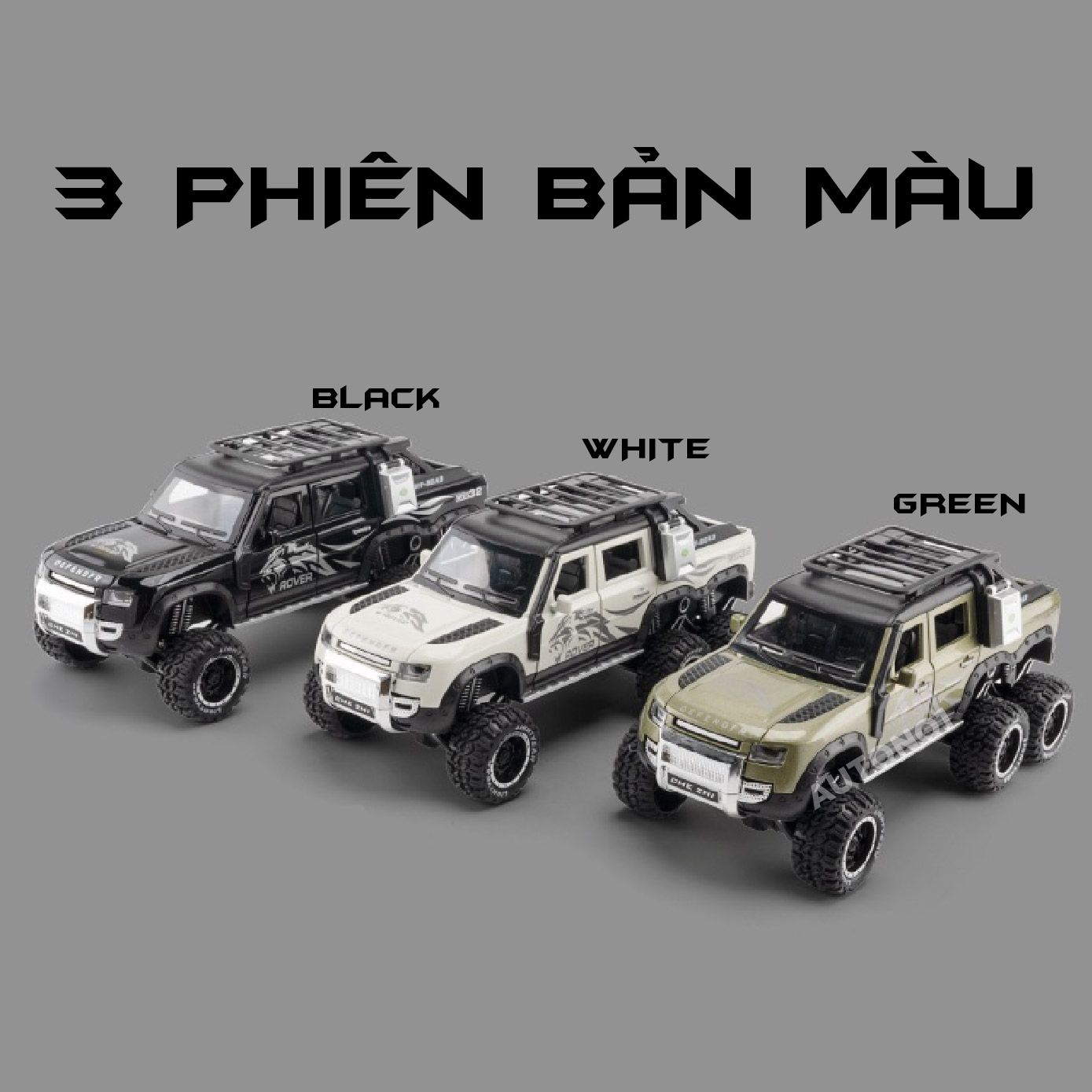 Mô hình xe Land Rover Defender 6x6 Offroad có đèn có âm thanh tỉ lệ 1:24 Chezhi OT430