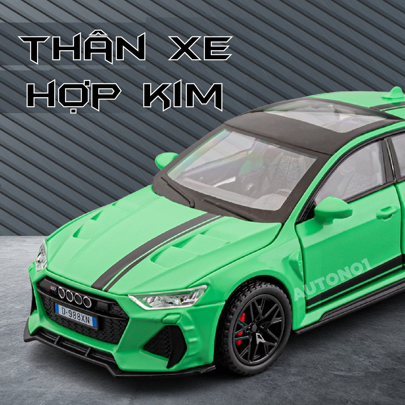 Mô hình xe xe Audi RS7 full open - full kính - có đèn - âm thanh tỉ lệ 1:32 Alloy Model OT481