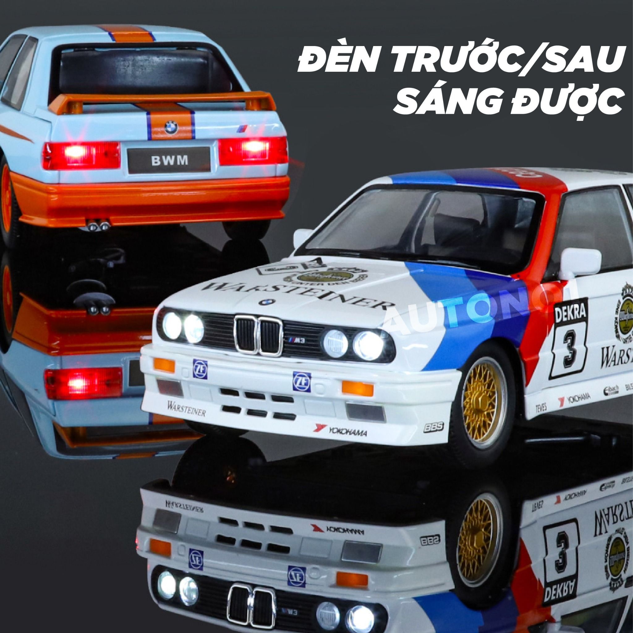 Mô hình xe BMW M3 series racing full open - full kính - đánh lái được tỉ lệ 1:24 JinliFang OT24039