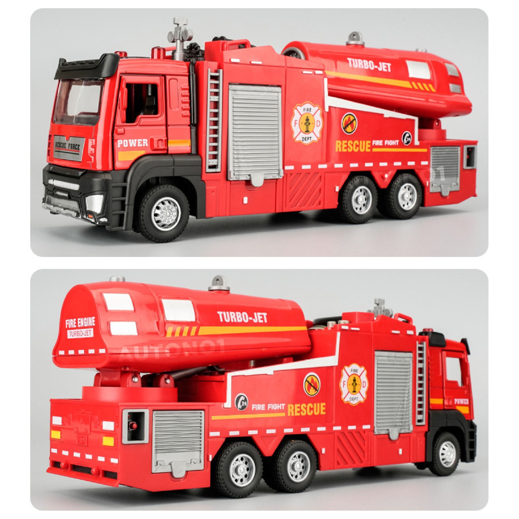 Mô hình xe cứu hỏa phun hơi nước/phun khói - có đèn - âm thanh tỉ lệ 1:32 Ty models OT32045