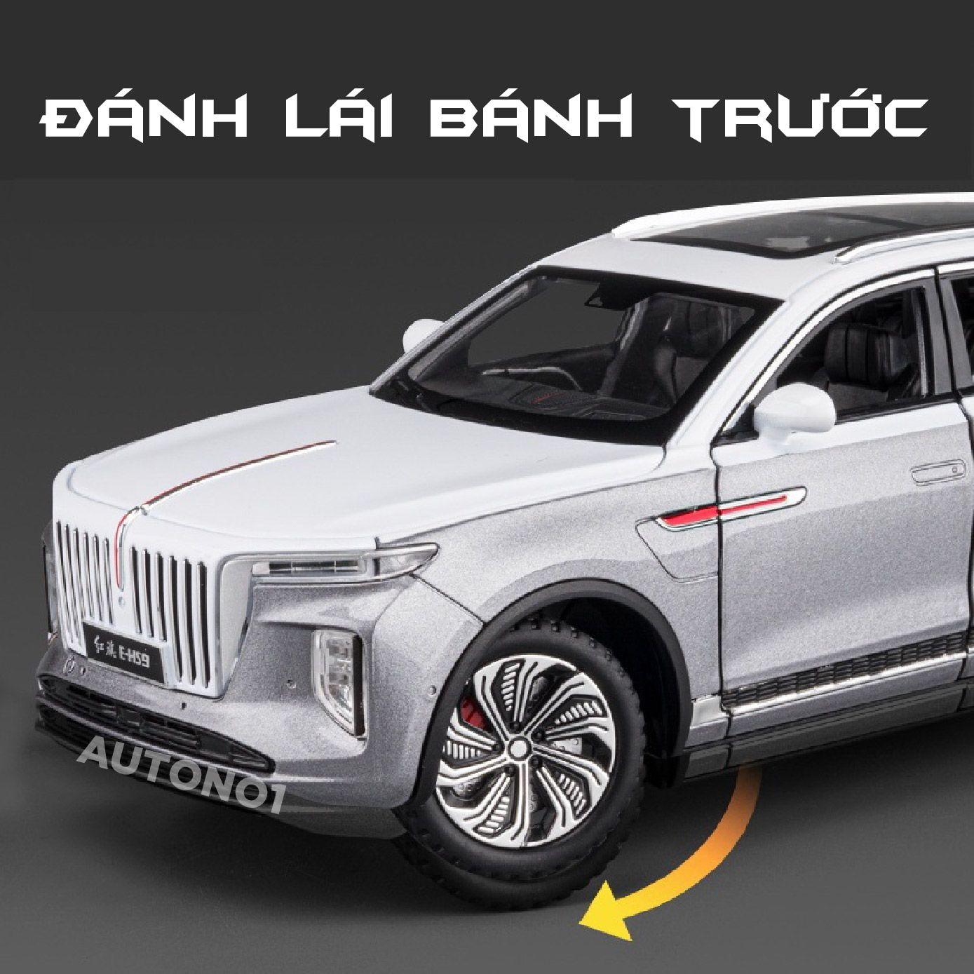  Mô hình xe Hongqi\Hồng Kỳ E-HS9 full open có đèn có âm thanh tỉ lệ 1:24 Chezhi OT439 