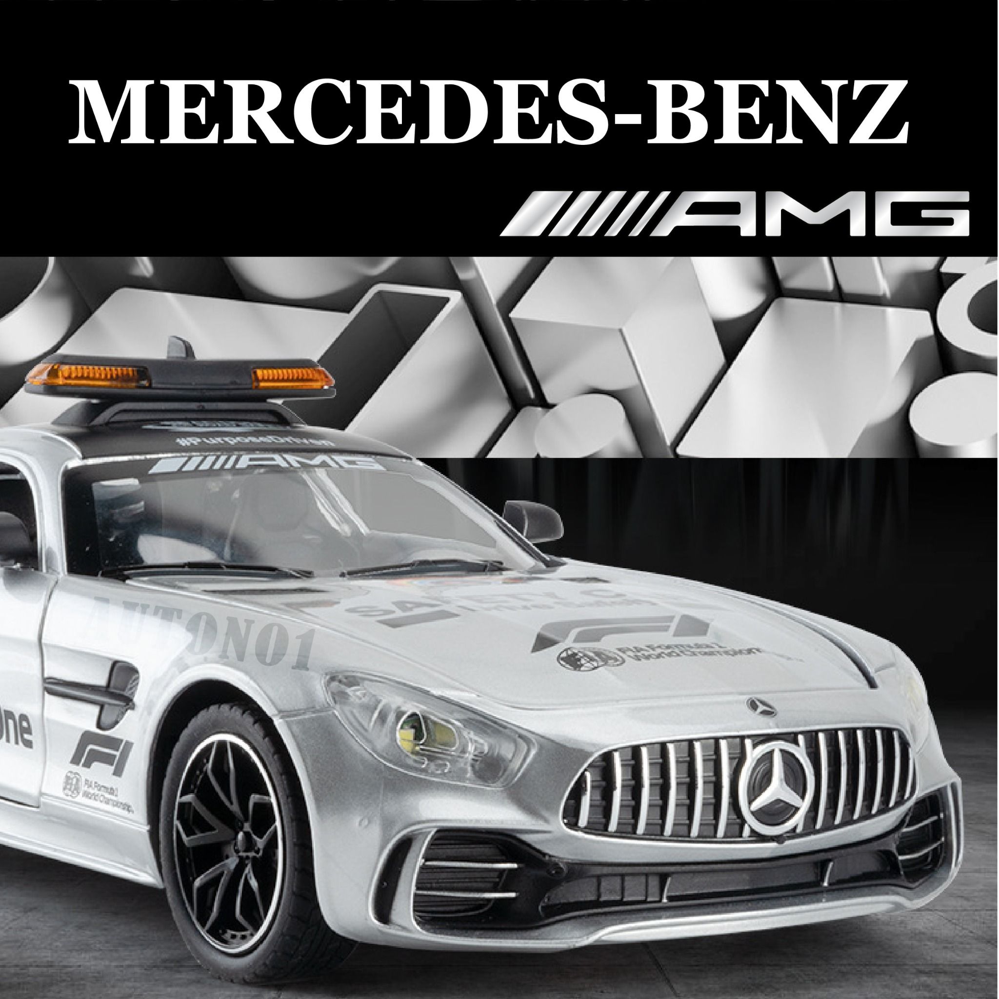 Mô hình xe dẫn đoàn đua F1 Mercedes Benz AMG GTR Safety car - full open - đánh lái - đèn - âm thanh tỉ lệ 1:24 Chezhi model OT600