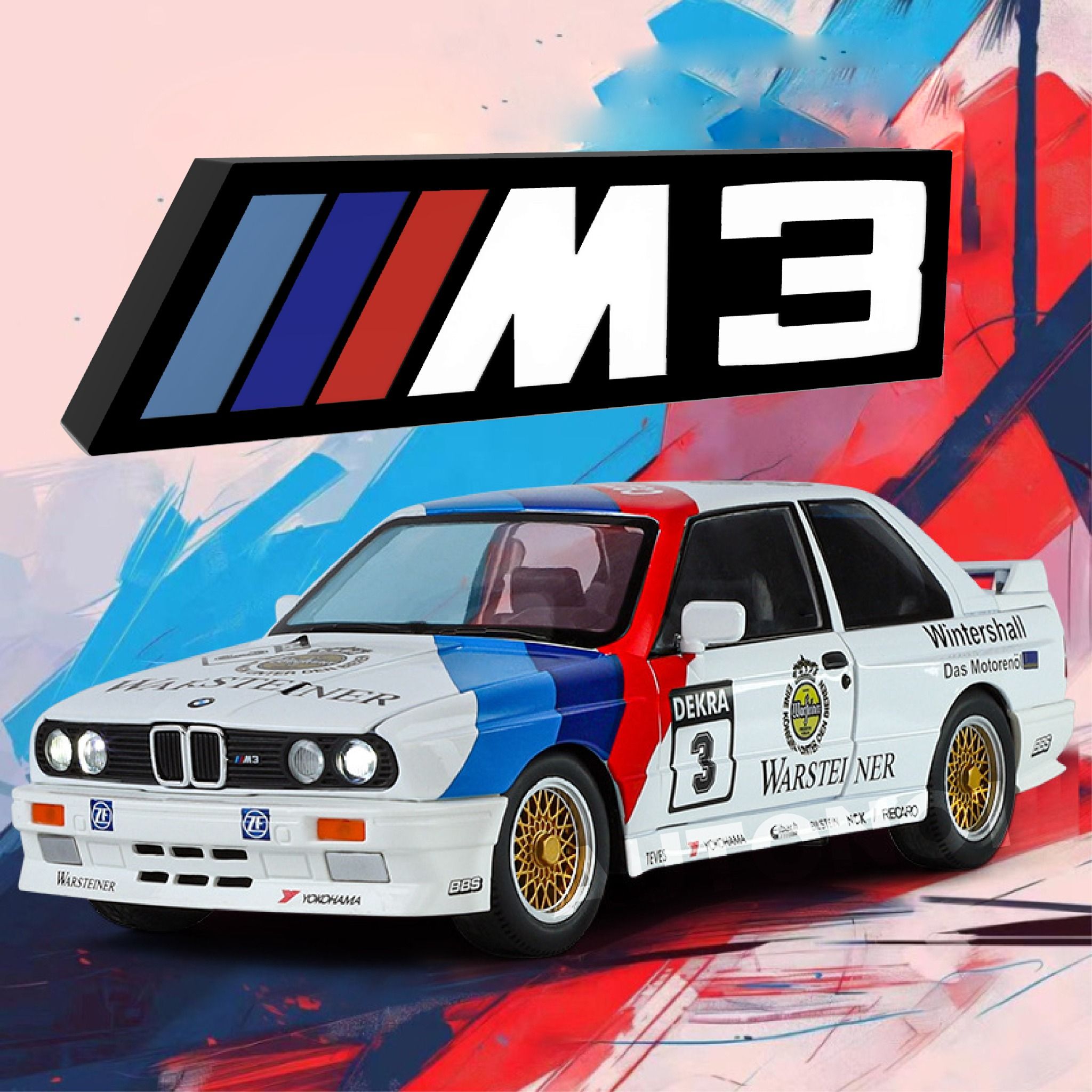 Mô hình xe BMW M3 series racing full open - full kính - đánh lái được tỉ lệ 1:24 JinliFang OT24039