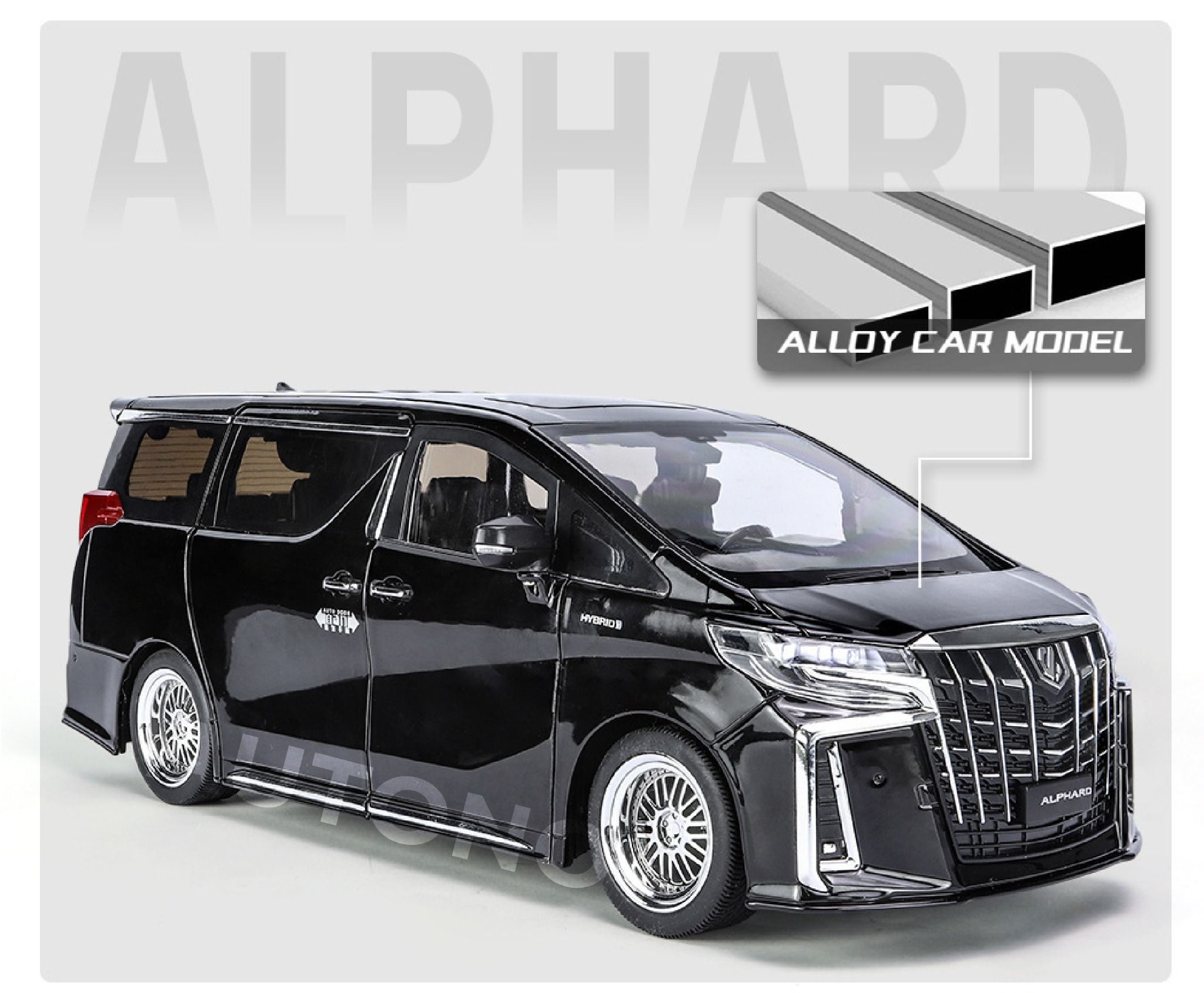 Mô hình xe Toyota Alphard 2023 full open - âm thanh - đèn cửa tự động mở tỉ lệ 1:18 Alloy model OT377