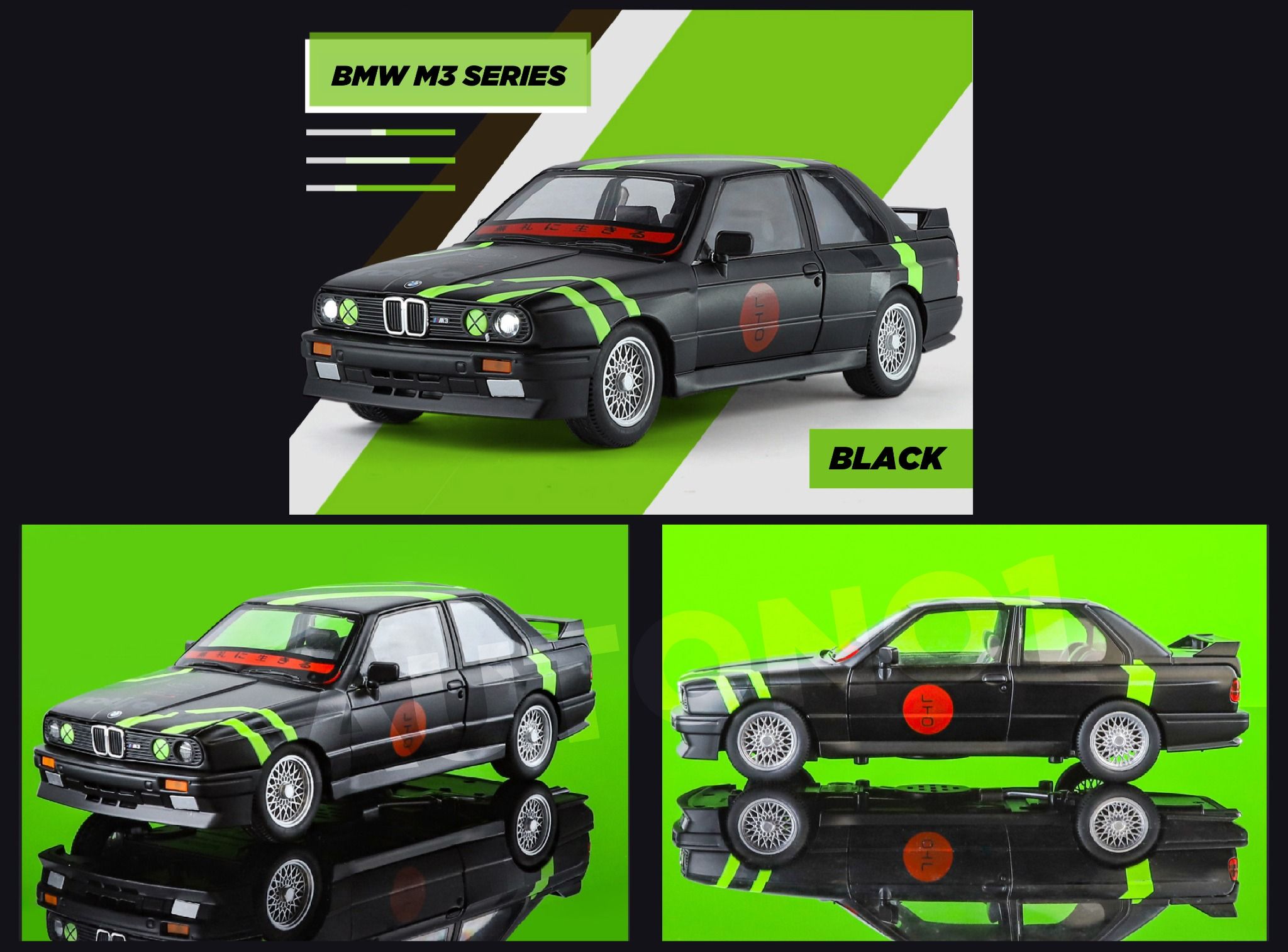 Mô hình xe BMW M3 series racing full open - full kính - đánh lái được tỉ lệ 1:24 JinliFang OT24039