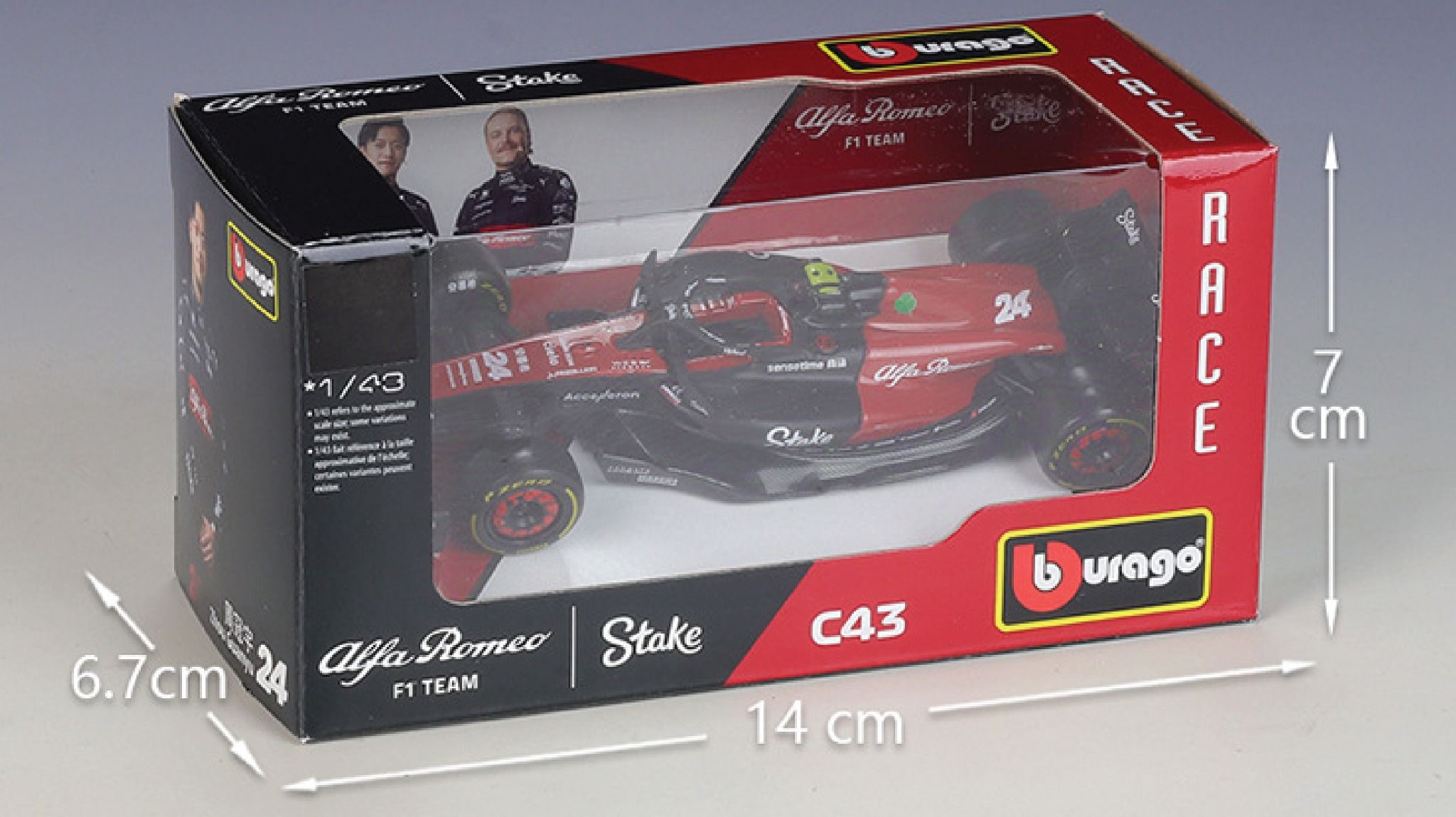  Mô hình xe đua F1 Alfa Romeo Team Stake 2023 Formular C43 tỉ lệ 1:43 Bburago OT292 