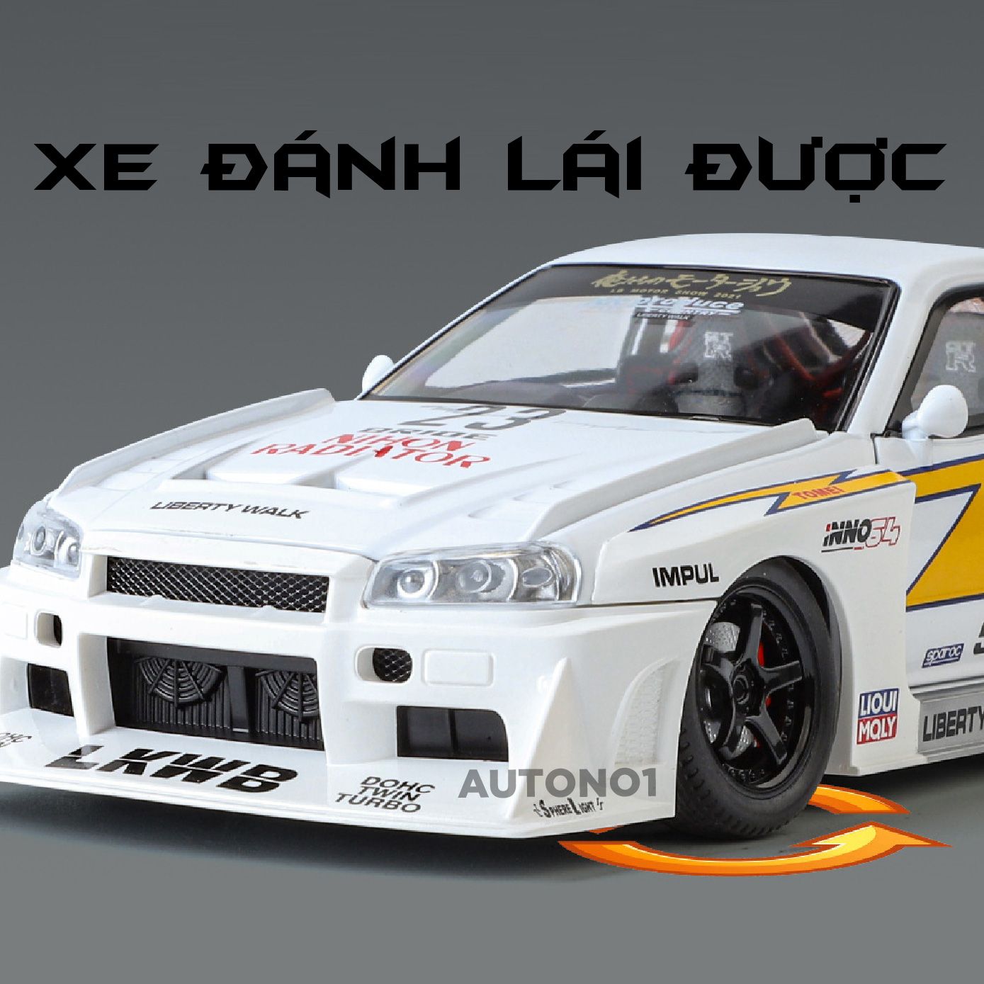 Mô hình xe Nissan S15 Skyline GTR LBWK full open - đánh lái - có đèn - âm thanh tỉ lệ 1:24 Jinlifang OT532