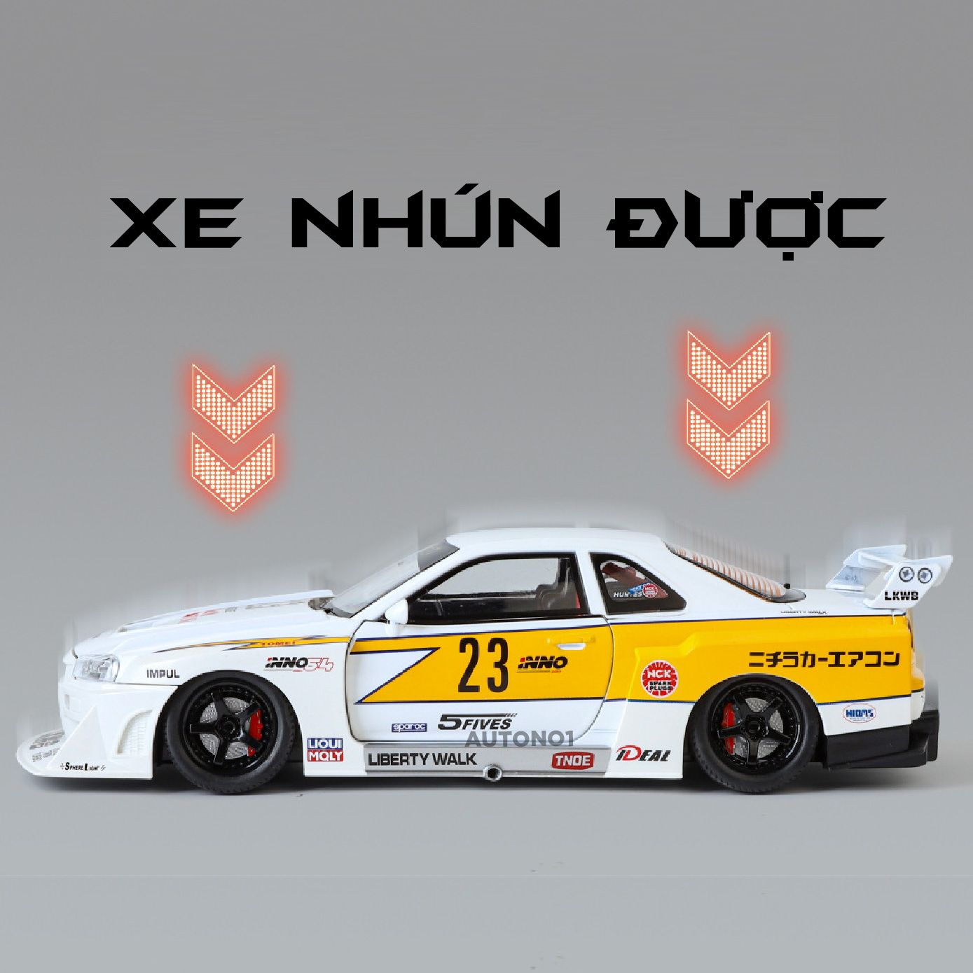 Mô hình xe Nissan S15 Skyline GTR LBWK full open - đánh lái - có đèn - âm thanh tỉ lệ 1:24 Jinlifang OT532