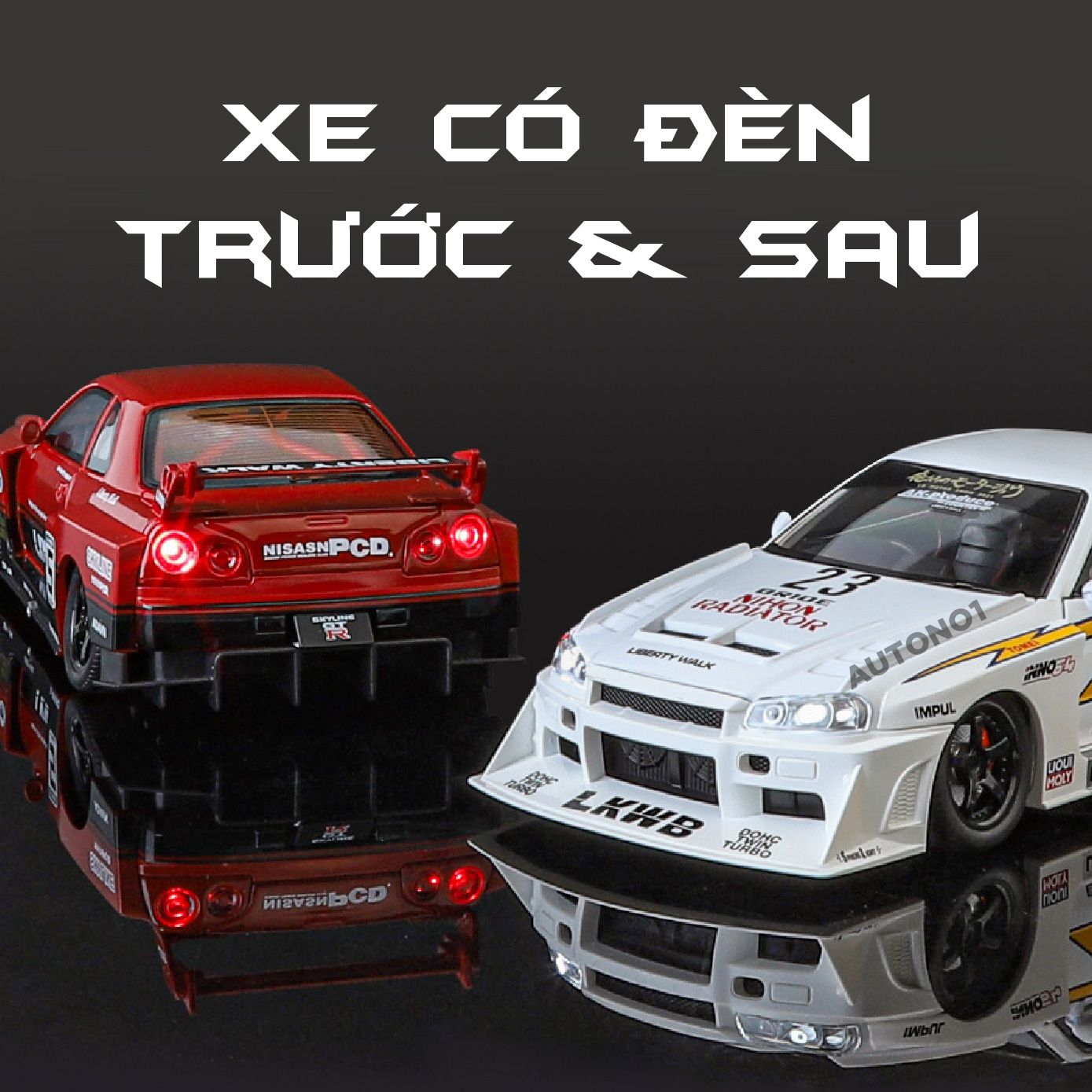 Mô hình xe Nissan S15 Skyline GTR LBWK full open - đánh lái - có đèn - âm thanh tỉ lệ 1:24 Jinlifang OT532