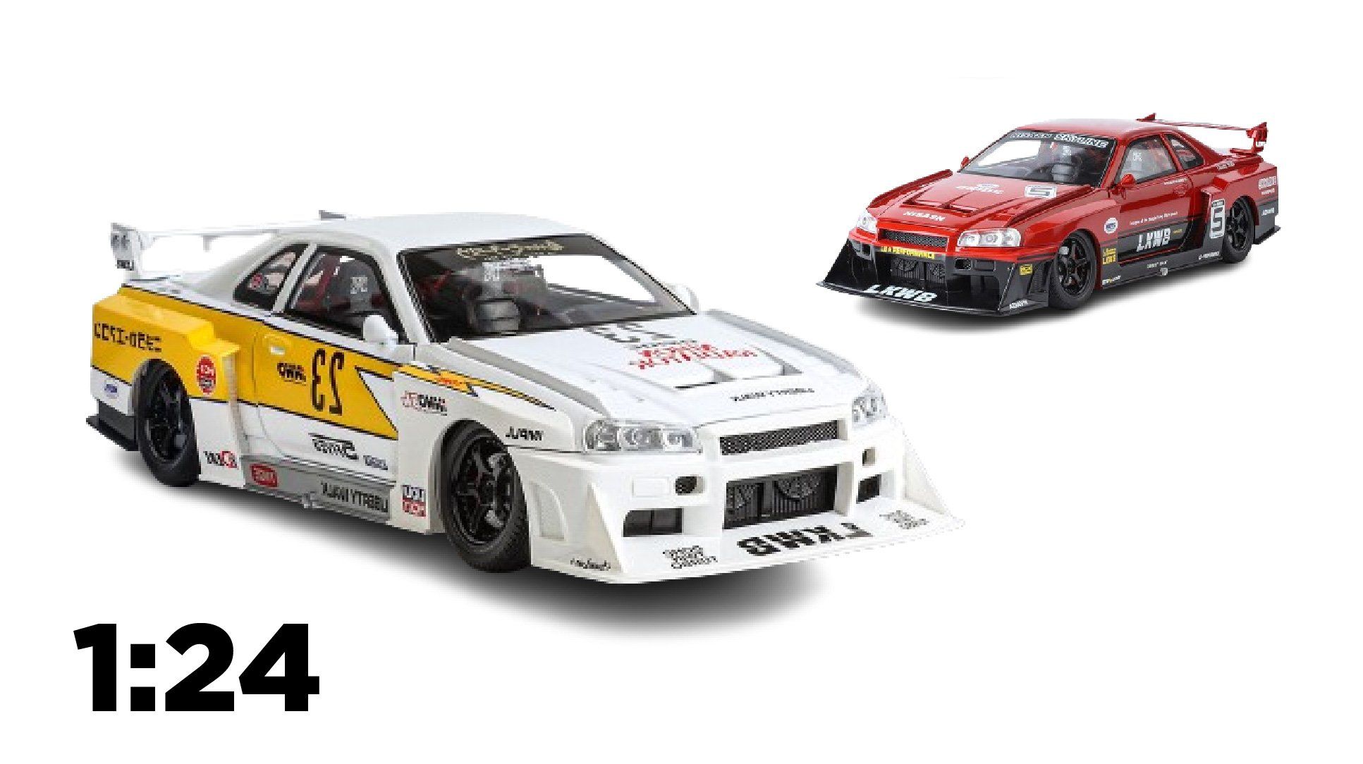Mô hình xe Nissan S15 Skyline GTR LBWK full open - đánh lái - có đèn - âm thanh tỉ lệ 1:24 Jinlifang OT532