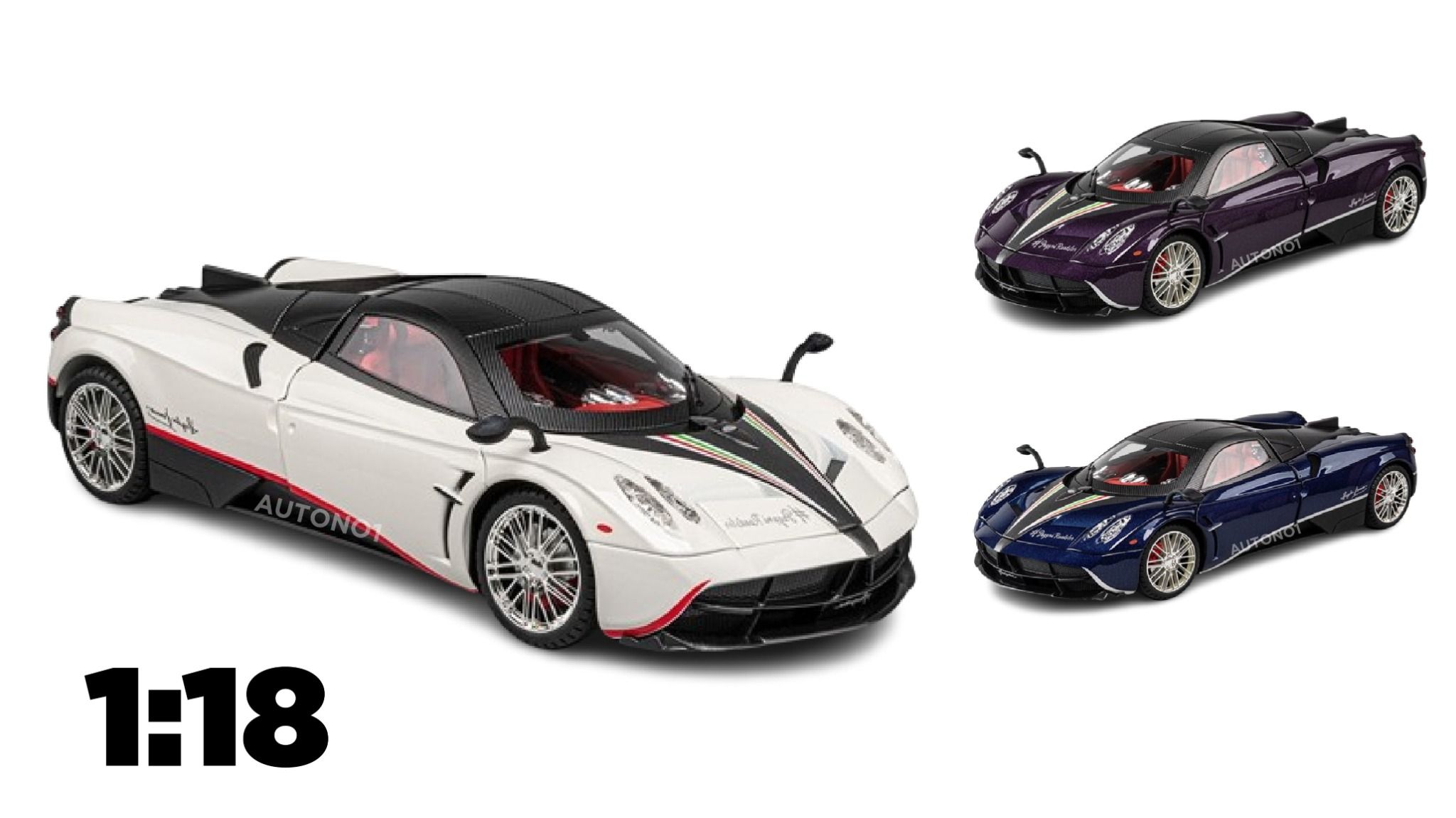  Mô hình xe Pagani Huayra đánh lái được full kính full open tỉ lệ 1:18 Chezhi OT393 