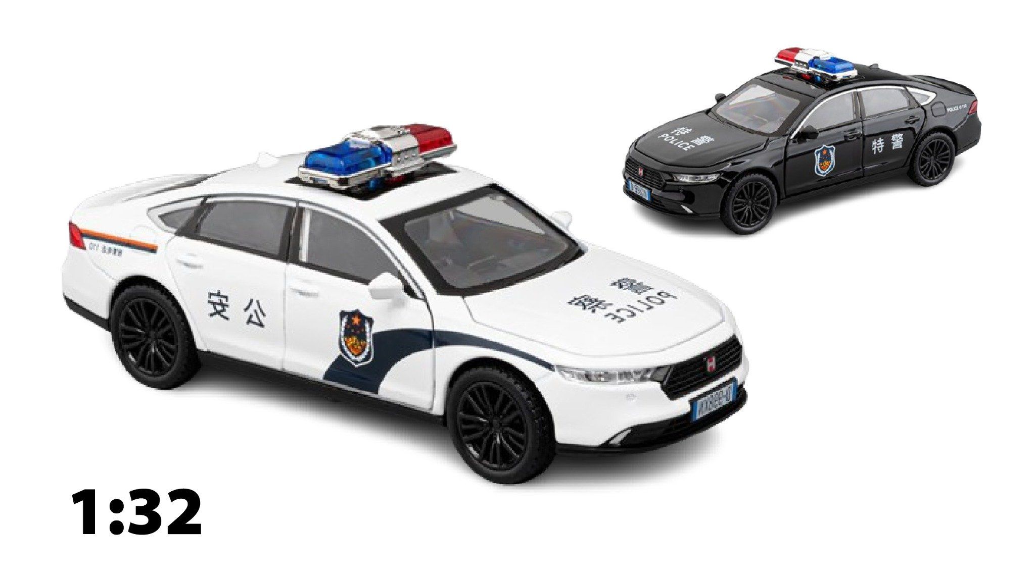 Mô hình xe Honda Accord 2024 Police full open - có đèn - âm thanh tỉ lệ 1:32 Alloy Model OT553