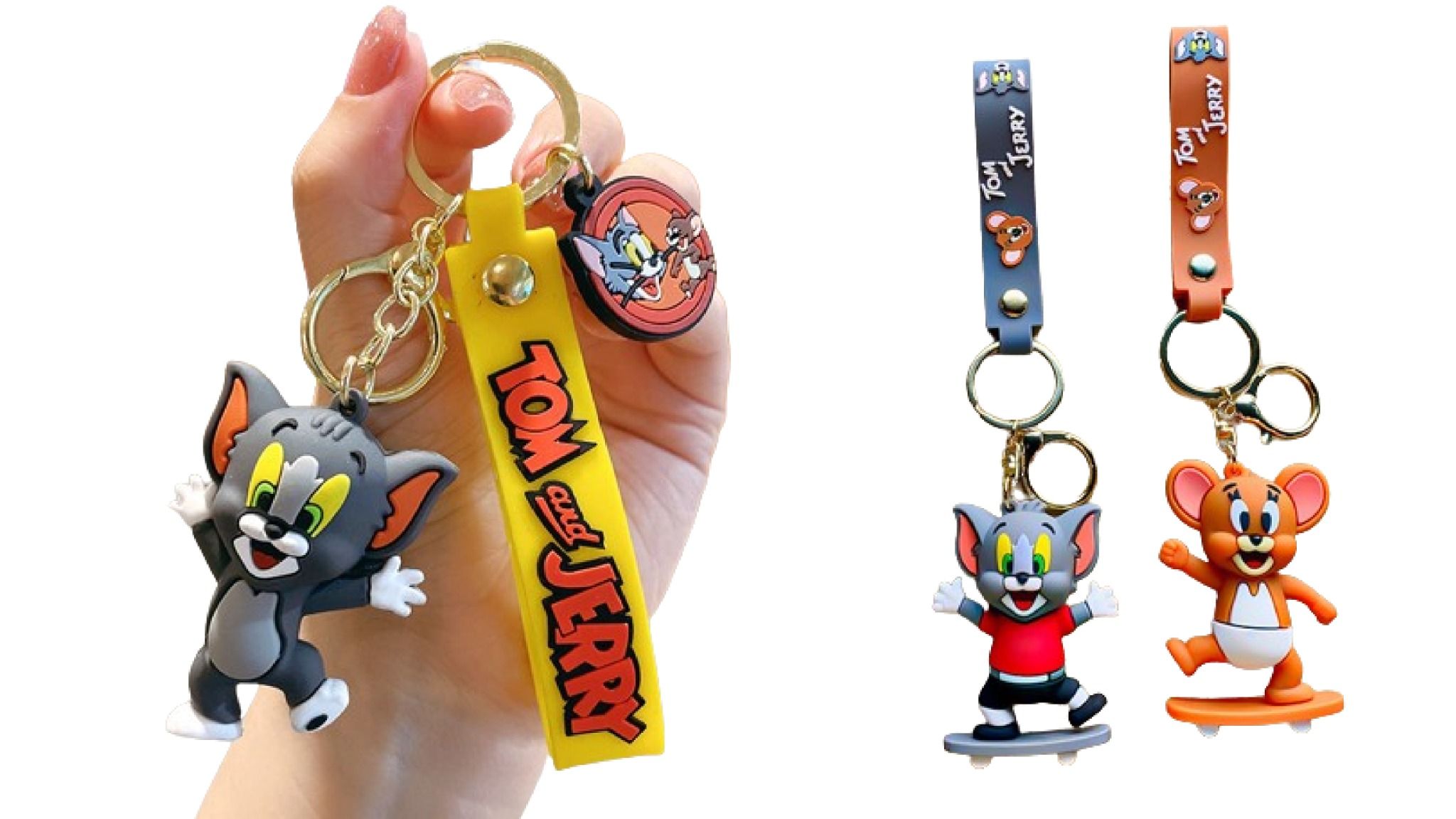 Móc khóa nhựa dẻo - silicon mèo và chuột Tom & Jerry MK026