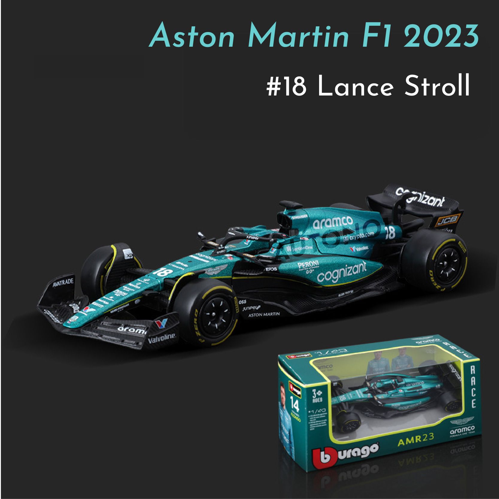 Mô hình xe đua F1 Formula Aston Martin 2023 AMR23 tỉ lệ 1:43 Bburago OT43003 18-38190