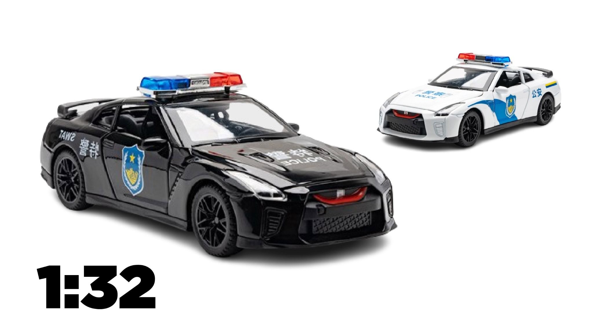 Mô hình xe Nissan GTR R35 Police full open tỉ lệ 1:32 Alloy Model OT515