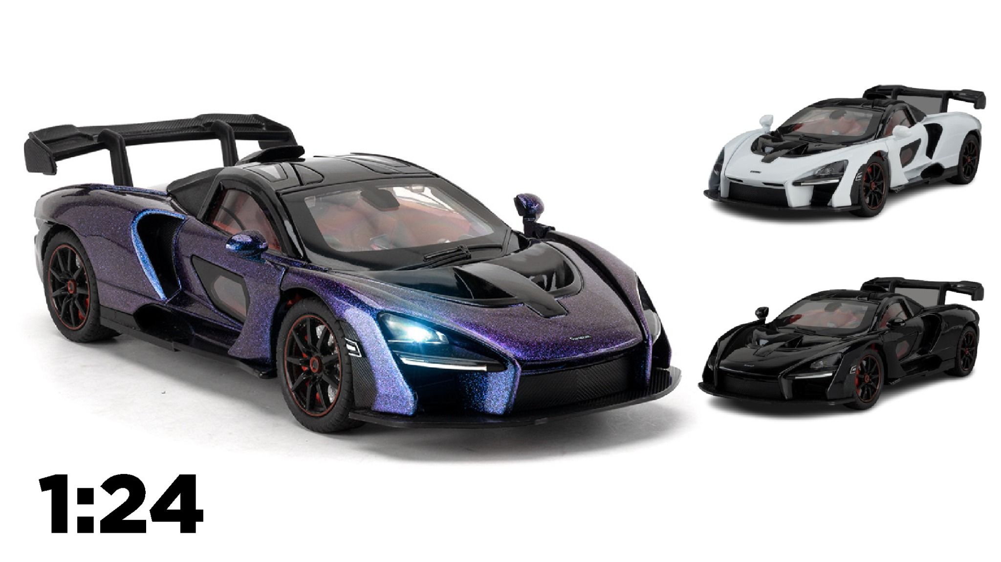Mô hình xe McLaren Senna full open - có đèn - âm thanh tỉ lệ 1:24 Chezhi OT24045