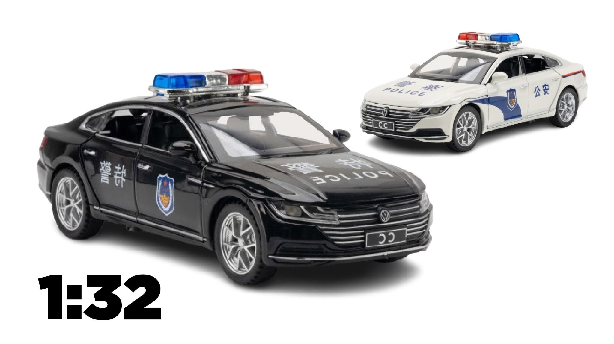 Mô hình xe VolksWagen CC Police full open tỉ lệ 1:32 Chezhi OT516