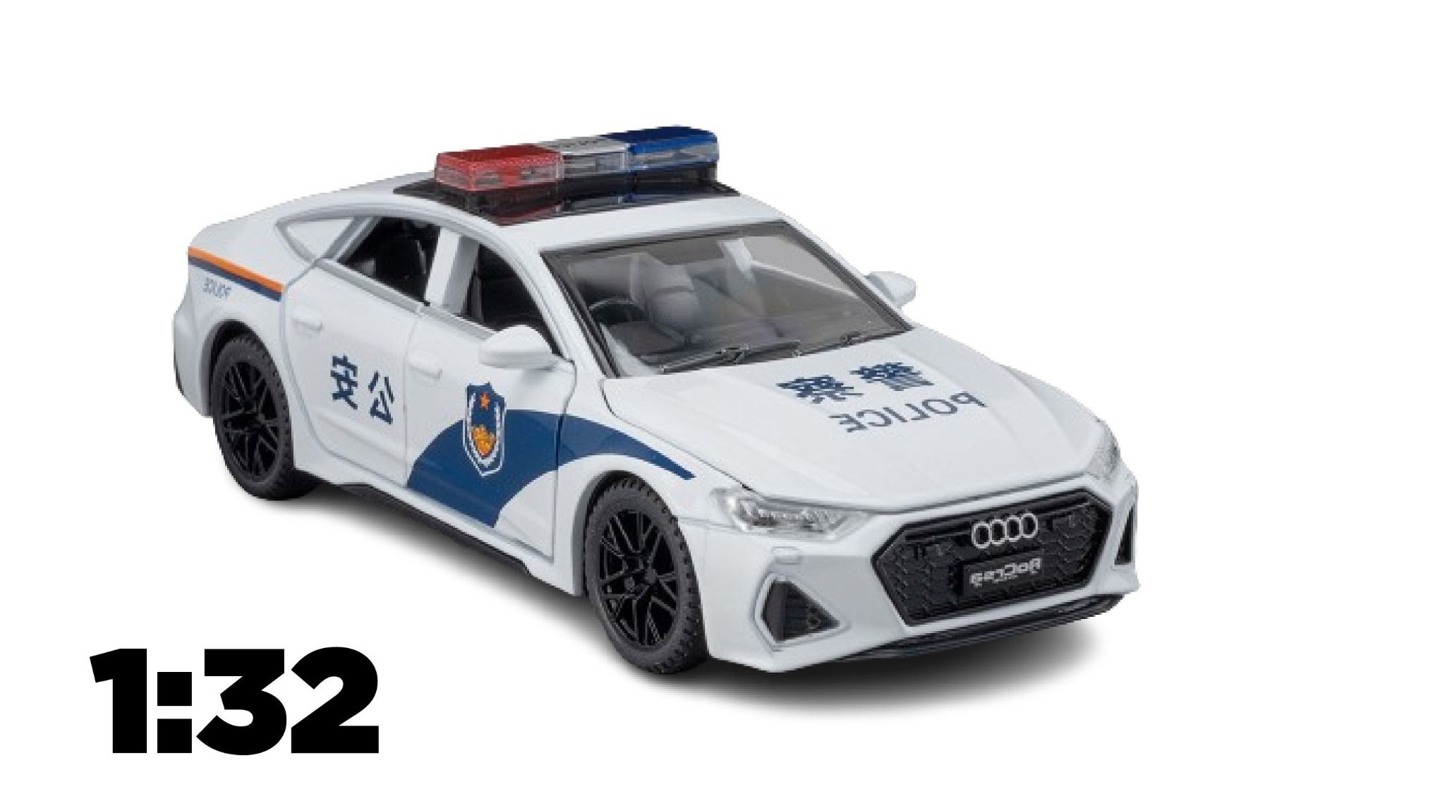 Mô hình xe Audi RS7 Police full open tỉ lệ 1:32 Chimei Model OT517