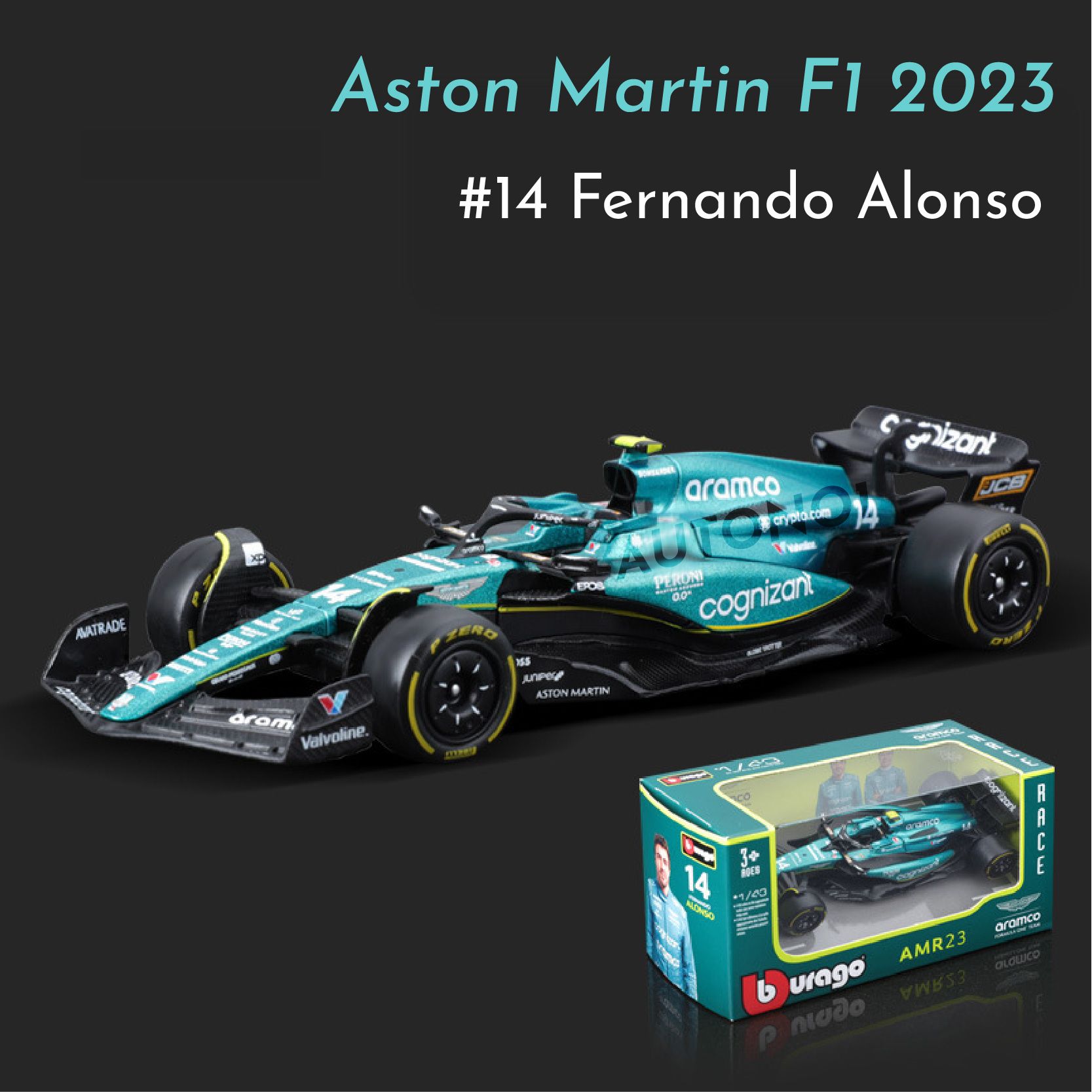 Mô hình xe đua F1 Formula Aston Martin 2023 AMR23 tỉ lệ 1:43 Bburago OT43003 18-38190