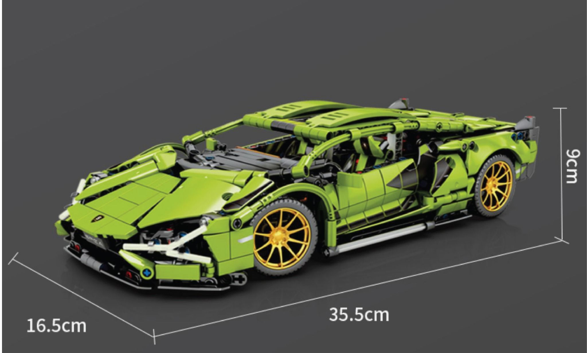  Mô hình xe ô tô lắp ghép Lamborghini Sian green 1250 pcs tỉ lệ 1:14 LG018 