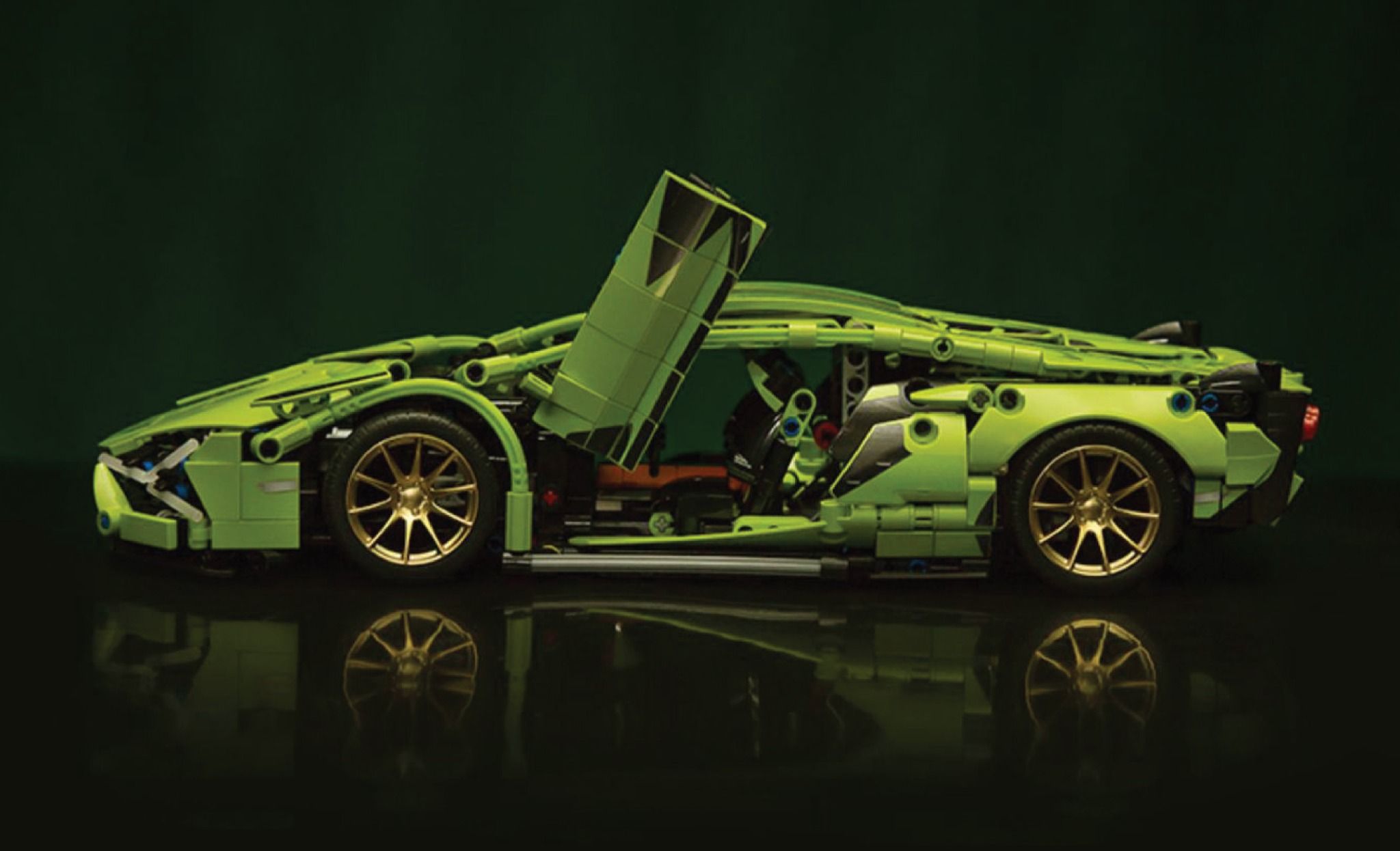  Mô hình xe ô tô lắp ghép Lamborghini Sian green 1250 pcs tỉ lệ 1:14 LG018 